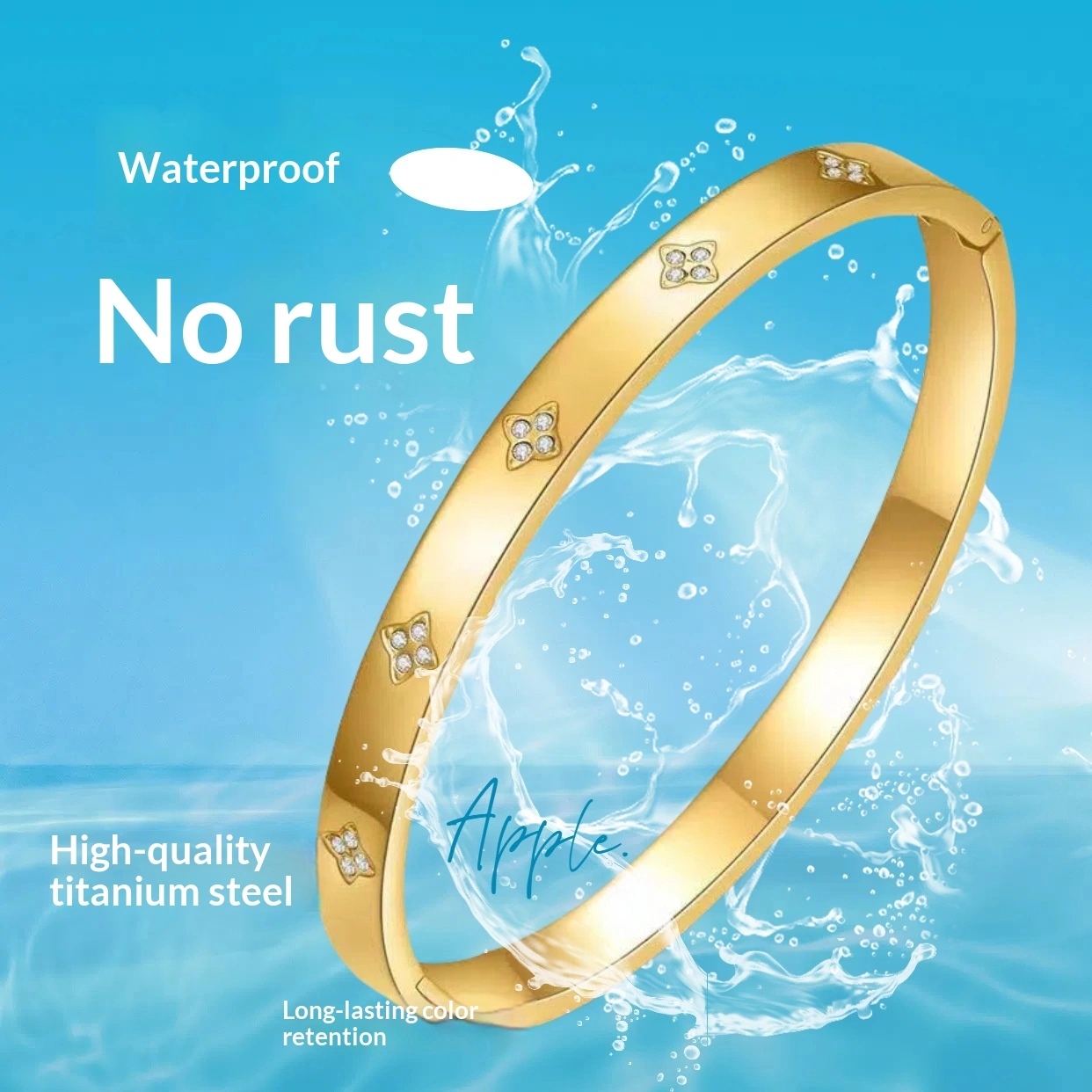 Fashionable Diamond-Encrusted Women's Titanium Steel Bracelet