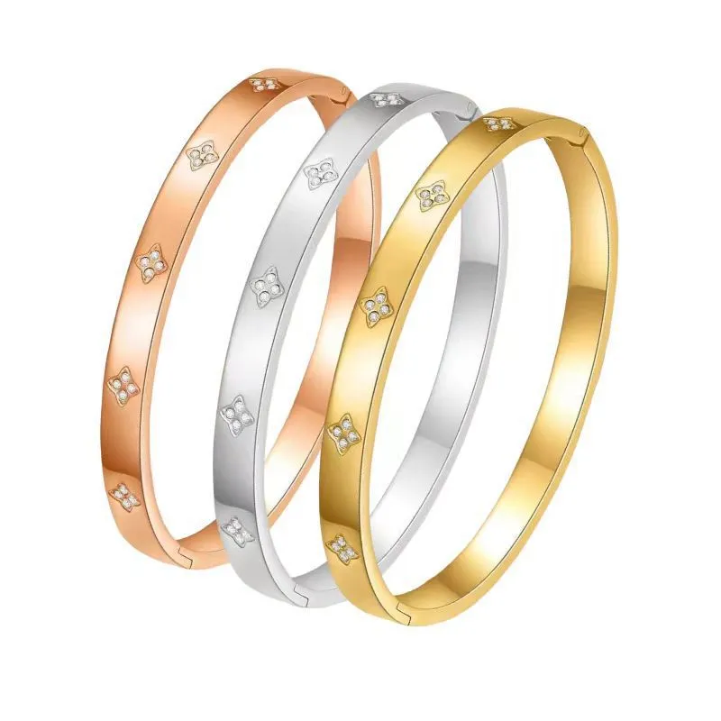 Fashionable Diamond-Encrusted Women's Titanium Steel Bracelet