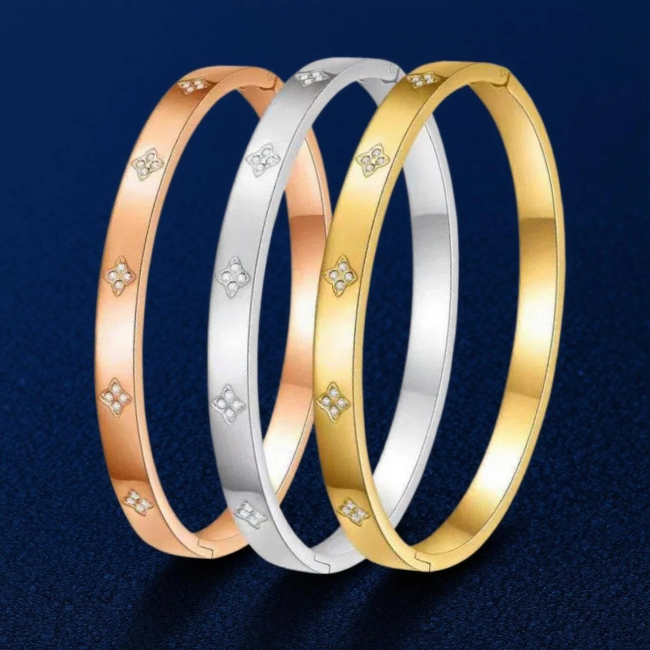 Fashionable Diamond-Encrusted Women's Titanium Steel Bracelet