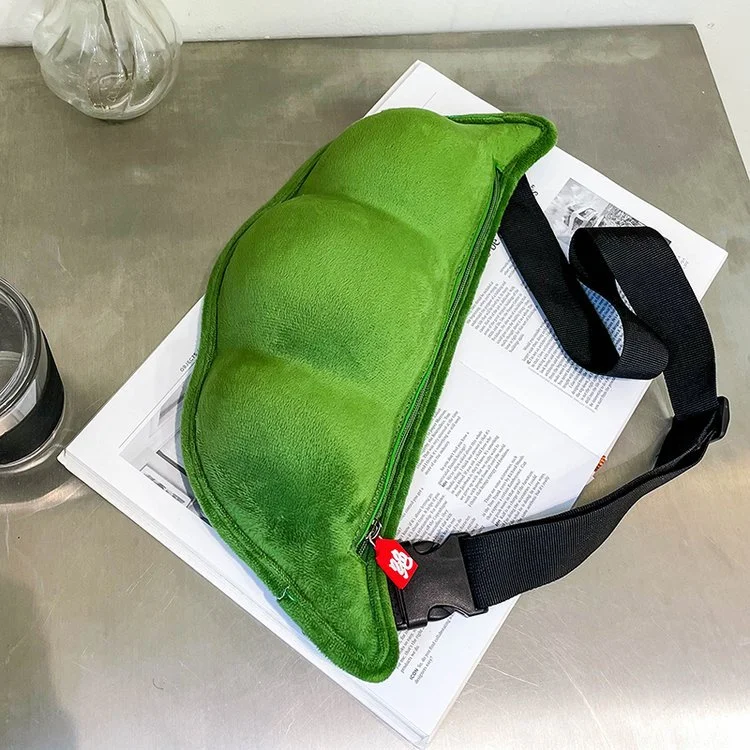 Women's Soft And Cute Plush Pea-Shaped Crossbody Bag