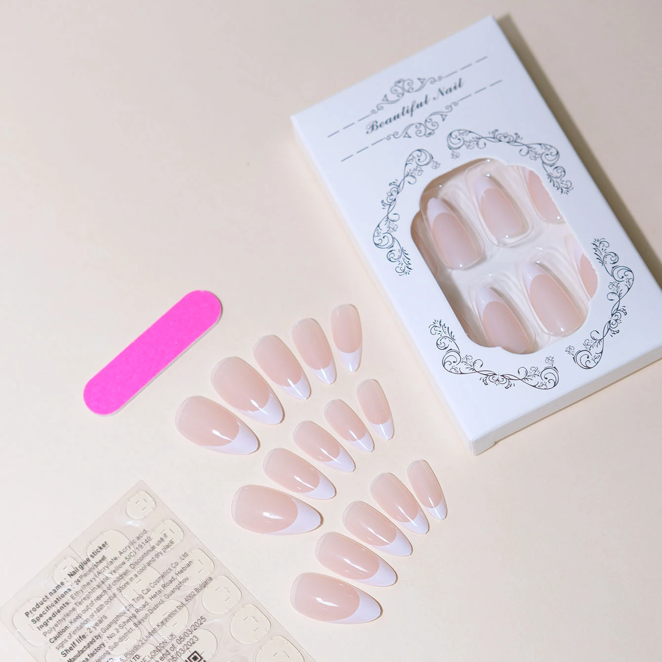 Women's Simple French Manicure Nail Tips