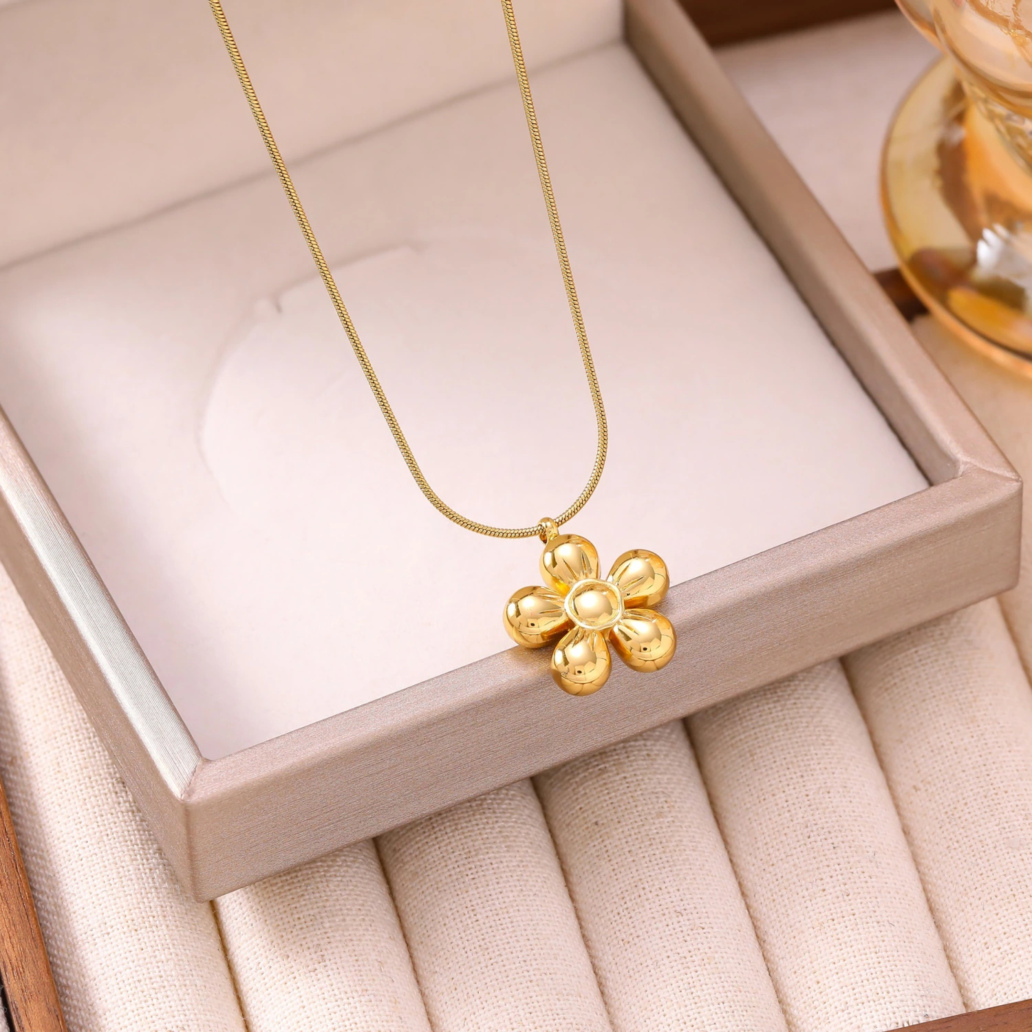 Minimalist Flower Statement Chic Stainless Steel Necklace