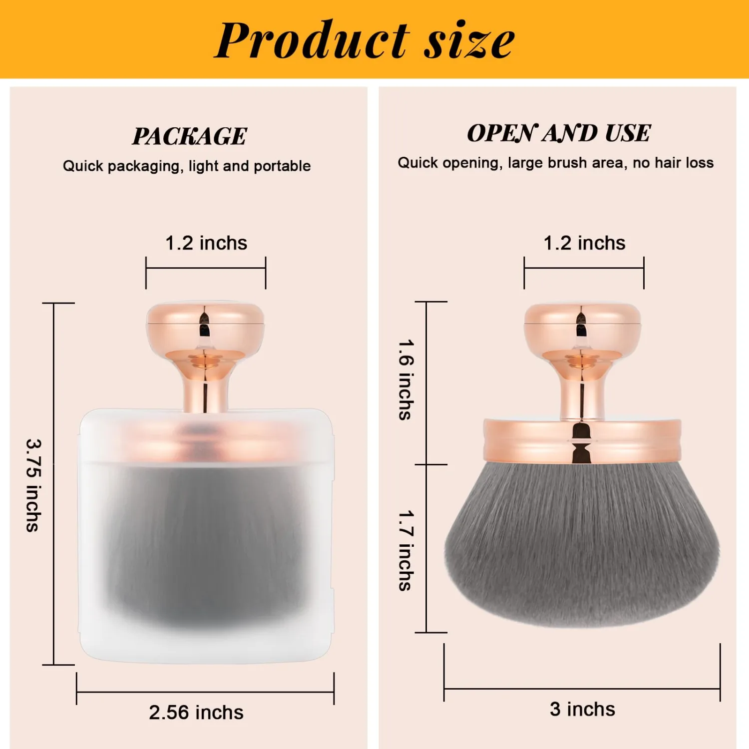 Yoseng Extra Large Body Makeup Brush For Self Tanner – 74mm Wide-headed Vegan Kabuki Brush for Body Makeup, Tanning & Shimmer | Big Fluffy Bronzer Brush with Protective Travel Cover