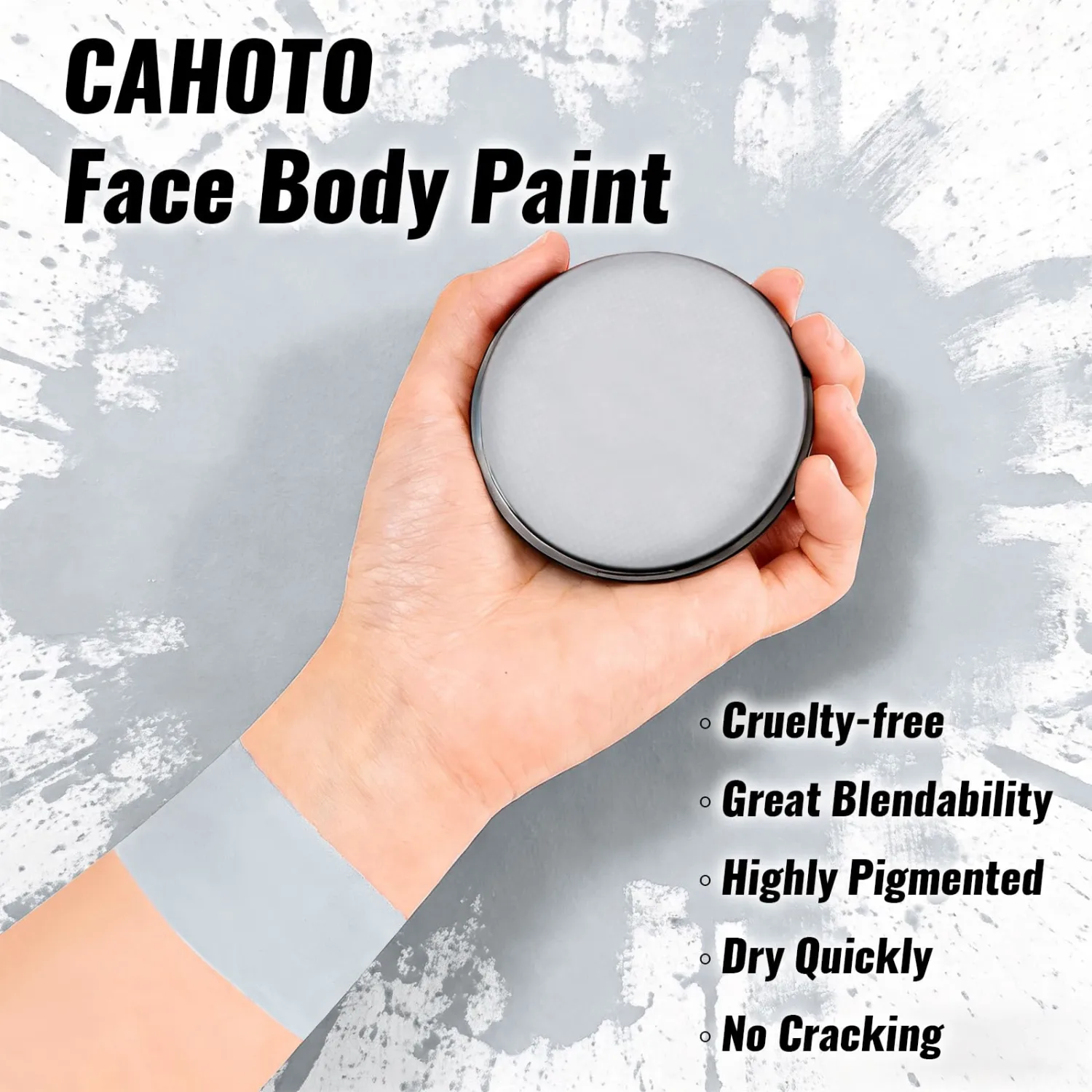 Gray Face Body Paint, Water Based Foundation for Adult, Full Coverage Vegan Halloween Makeup Paint for Raven Zombie Wolf Grayscale Tin Man Skeleton Mime Stone Statue Cosplay, 0.88oz