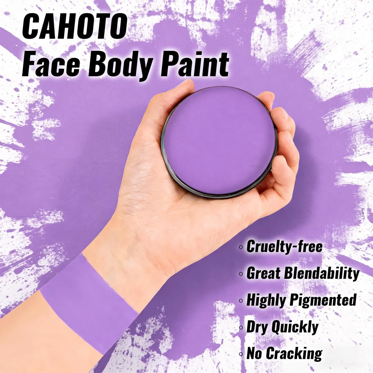 Purple Face Body Paint, Water Based Foundation for Adult, Full Coverage Vegan Halloween Makeup Paint for Ursula Widowmaker Dabi Maleficent Witch Devil Cheshire Cat Sorcerer SFX Cosplay, 0.88oz