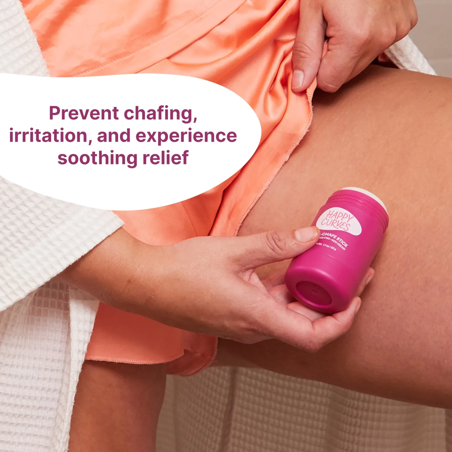 HAPPY CURVES Anti-Chafe Stick - Chafing and Friction Defense for Women, Ideal for Thighs, Underarms and More - Thigh Rub Protector and Chafing Balm, Perfect for Active, Non-Active Women (1 Pack)