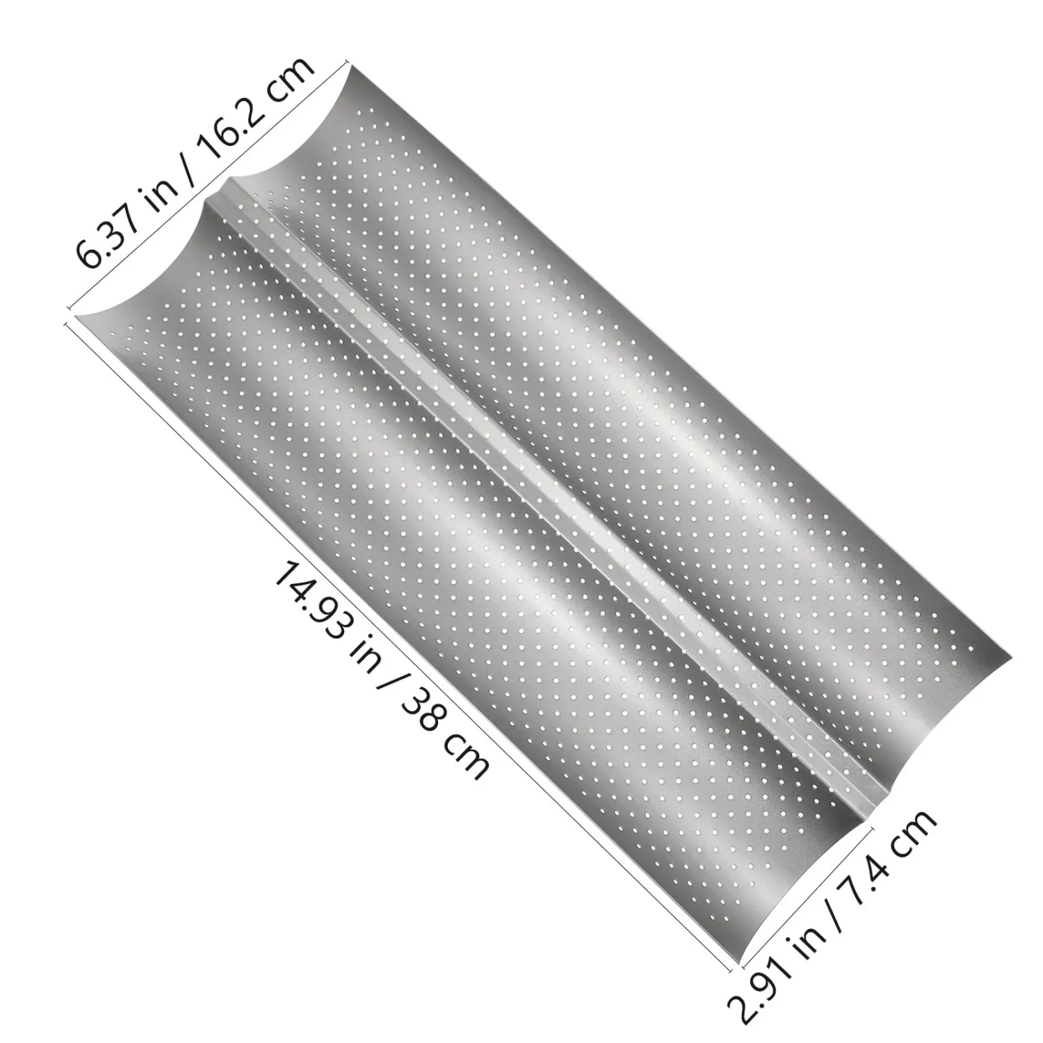 Uonlytech Bread Stick Baking Tray 2-slot Metallic Ripple Bread Baking Mould Kitchen Tool and Toast Loaf