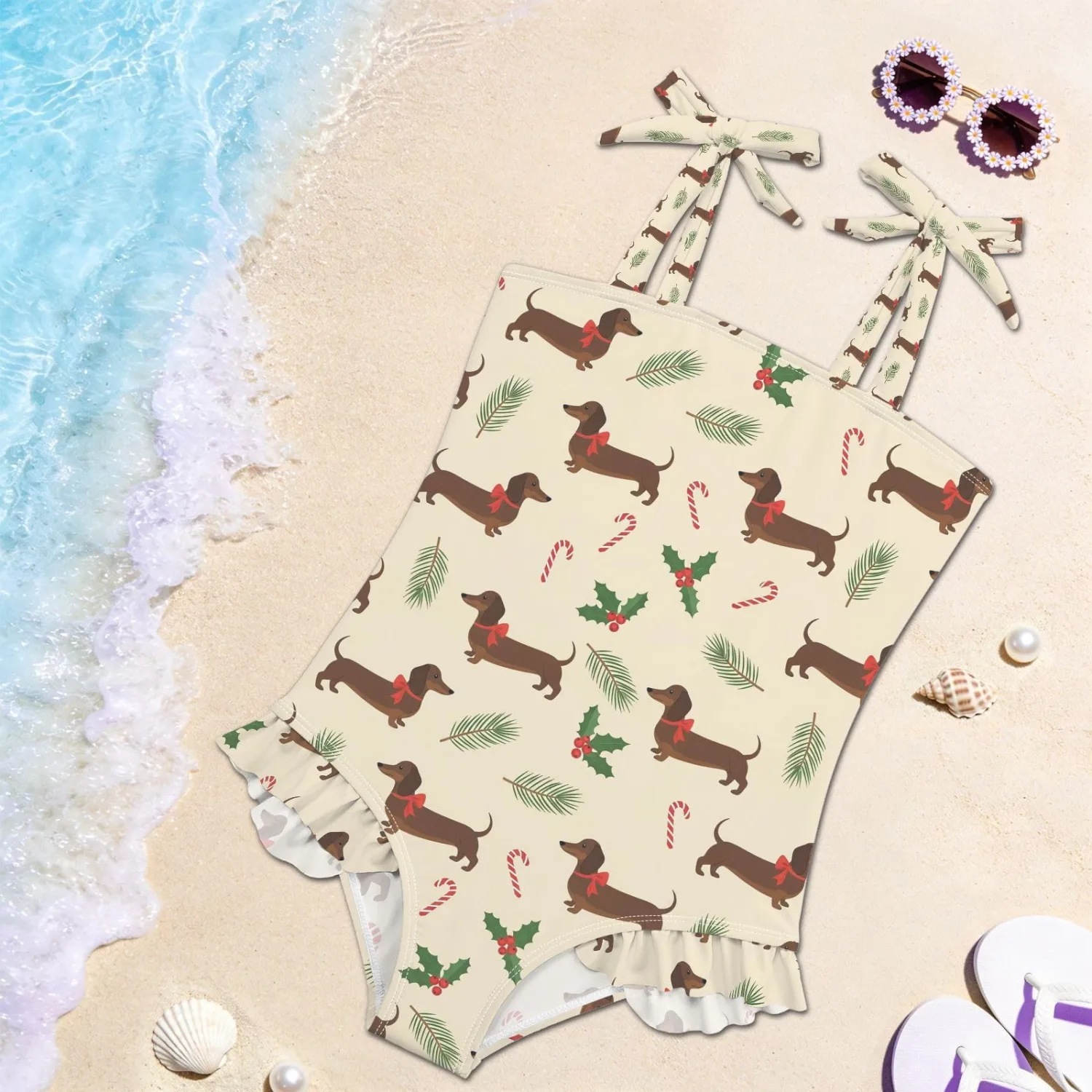 QUGRL Toddler Swimsuit Girls One Piece Swimwear Adjustable Cute Sling Bathing Suit for Beach Pool 18M-6Y