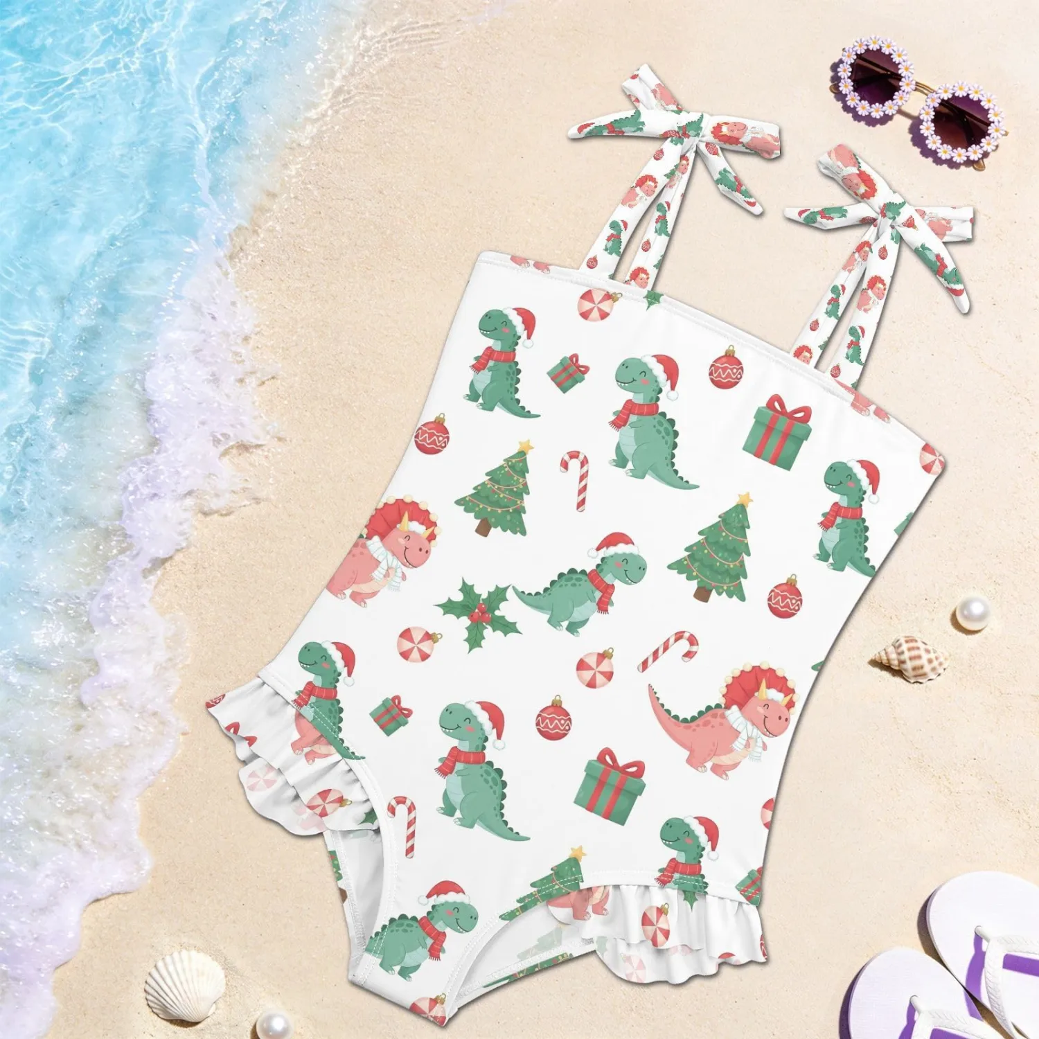 QUGRL Toddler Swimsuit Girls One Piece Swimwear Adjustable Cute Sling Bathing Suit for Beach Pool 18M-6Y
