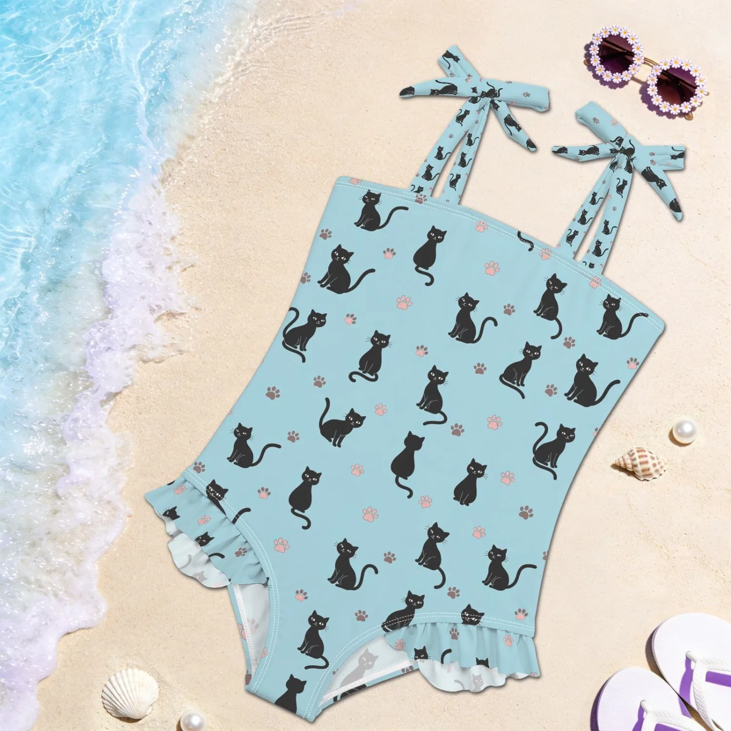 QUGRL Toddler Swimsuit Girls One Piece Swimwear Adjustable Cute Sling Bathing Suit for Beach Pool 18M-6Y