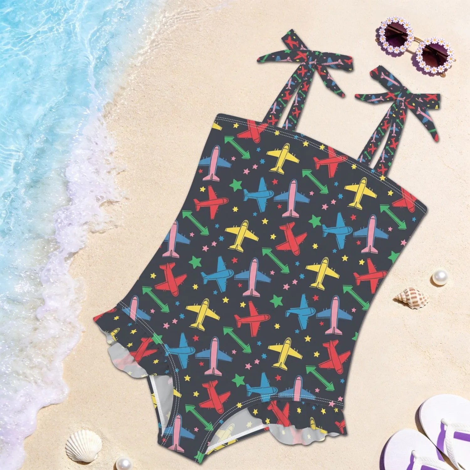 QUGRL Toddler Swimsuit Girls One Piece Swimwear Adjustable Cute Sling Bathing Suit for Beach Pool 18M-6Y