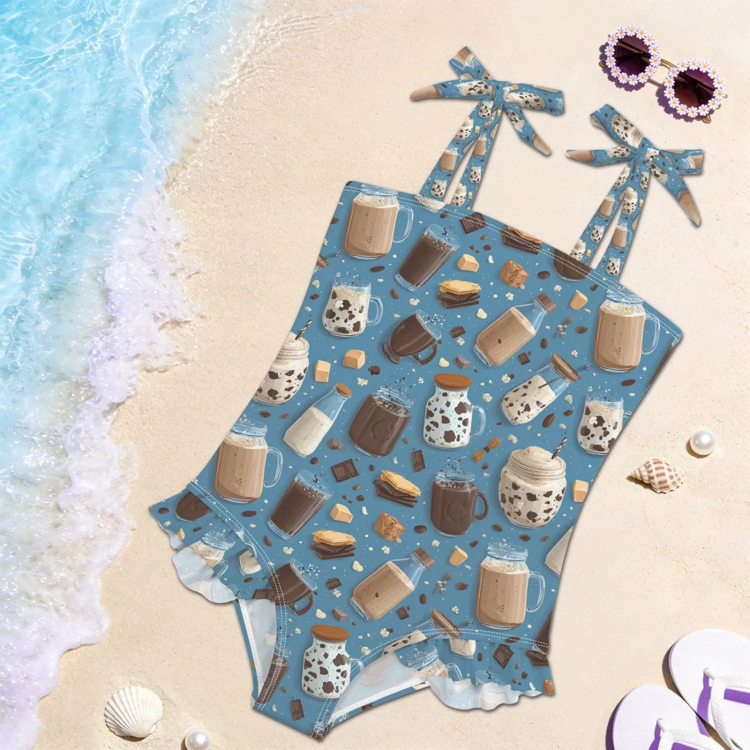 QUGRL Toddler Swimsuit Girls One Piece Swimwear Adjustable Cute Sling Bathing Suit for Beach Pool 18M-6Y