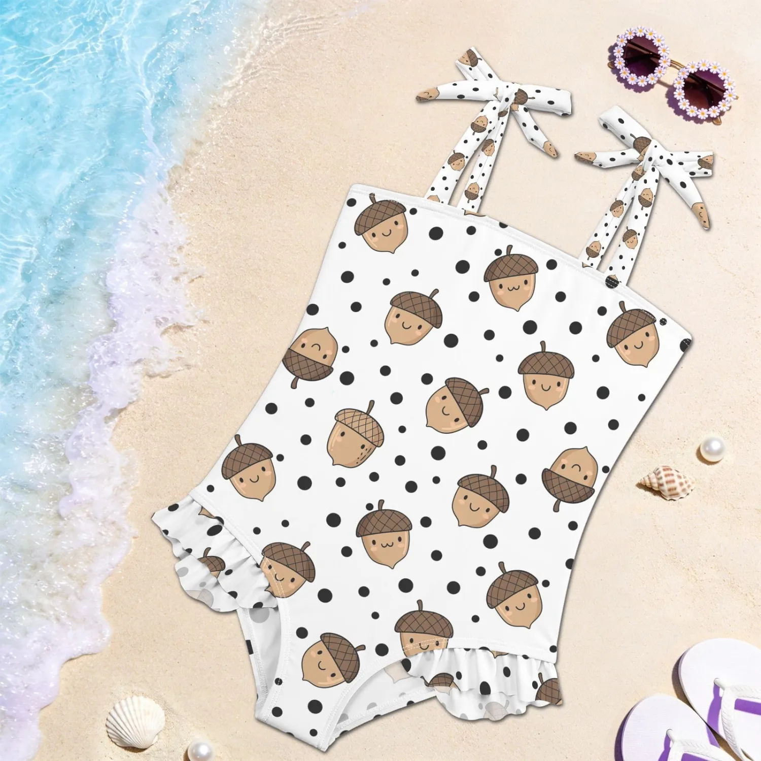 QUGRL Toddler Swimsuit Girls One Piece Swimwear Adjustable Cute Sling Bathing Suit for Beach Pool 18M-6Y