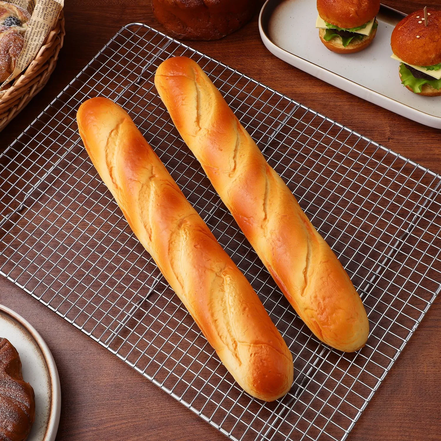 2pcs Artificial French Bread: Fake Loaf Simulation Baguette Faux Pastries Food Model Display for Photography Prop Breadsticks Model Shop Barley