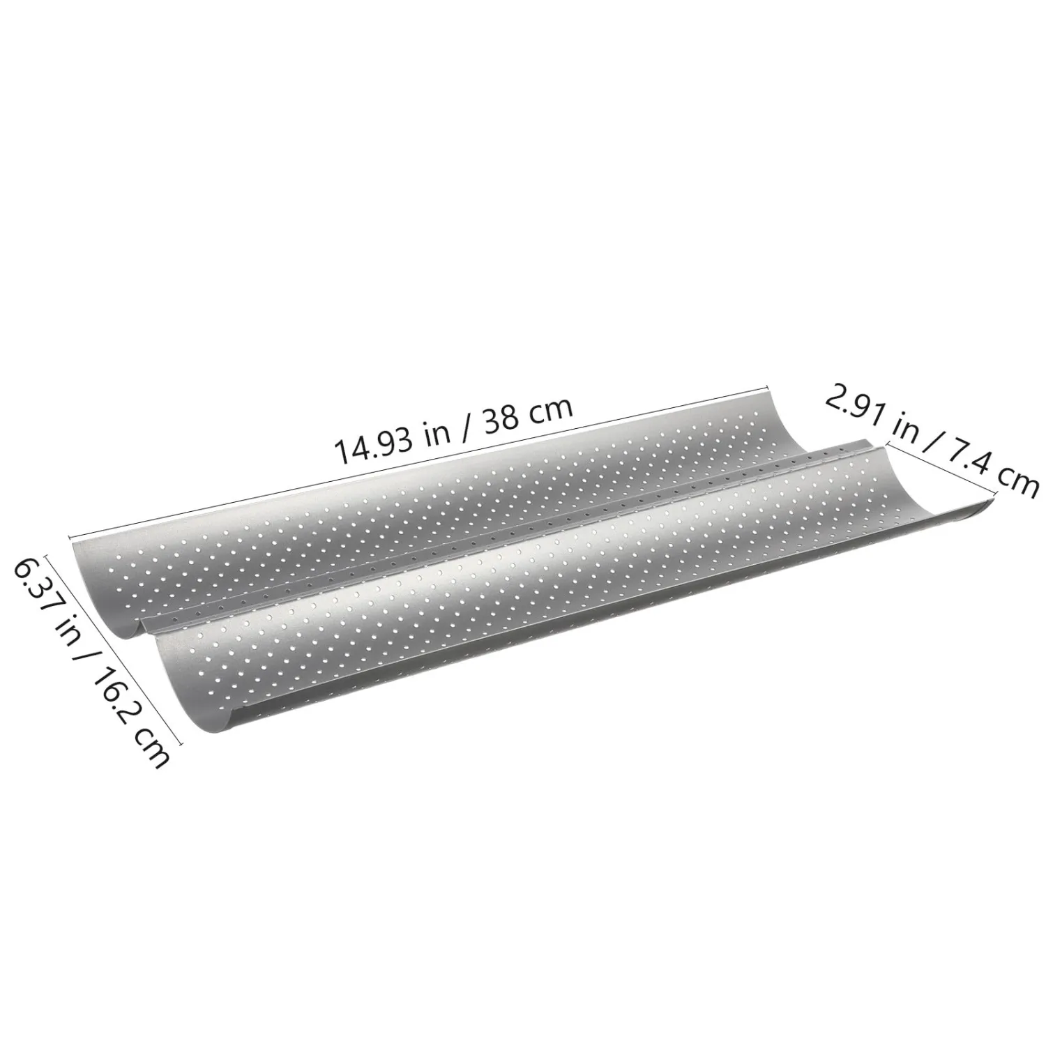 Healifty Breadstick Baking Tray 2-slot Small Metallic Ripple Baguette Pan Nonstick Kitchen Baking Tool for Oven Loaf Mold