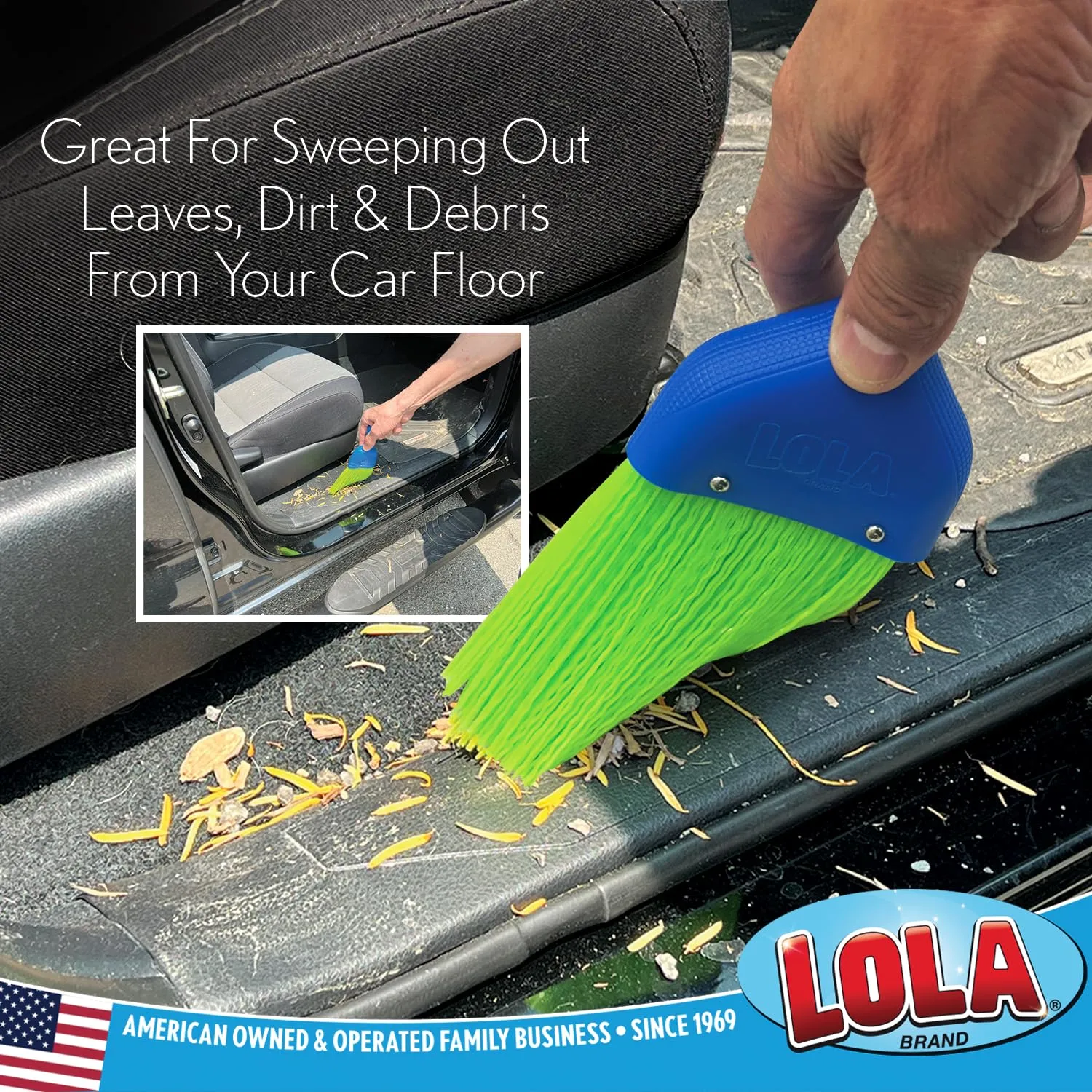 LOLA Heavy Duty Whisk Broom, Hand Brush, 2 Pack Durable Bristles, Whisks Away Dirt & Debris, Compact, Hang Hole for Easy Storage, Indoor/Outdoor