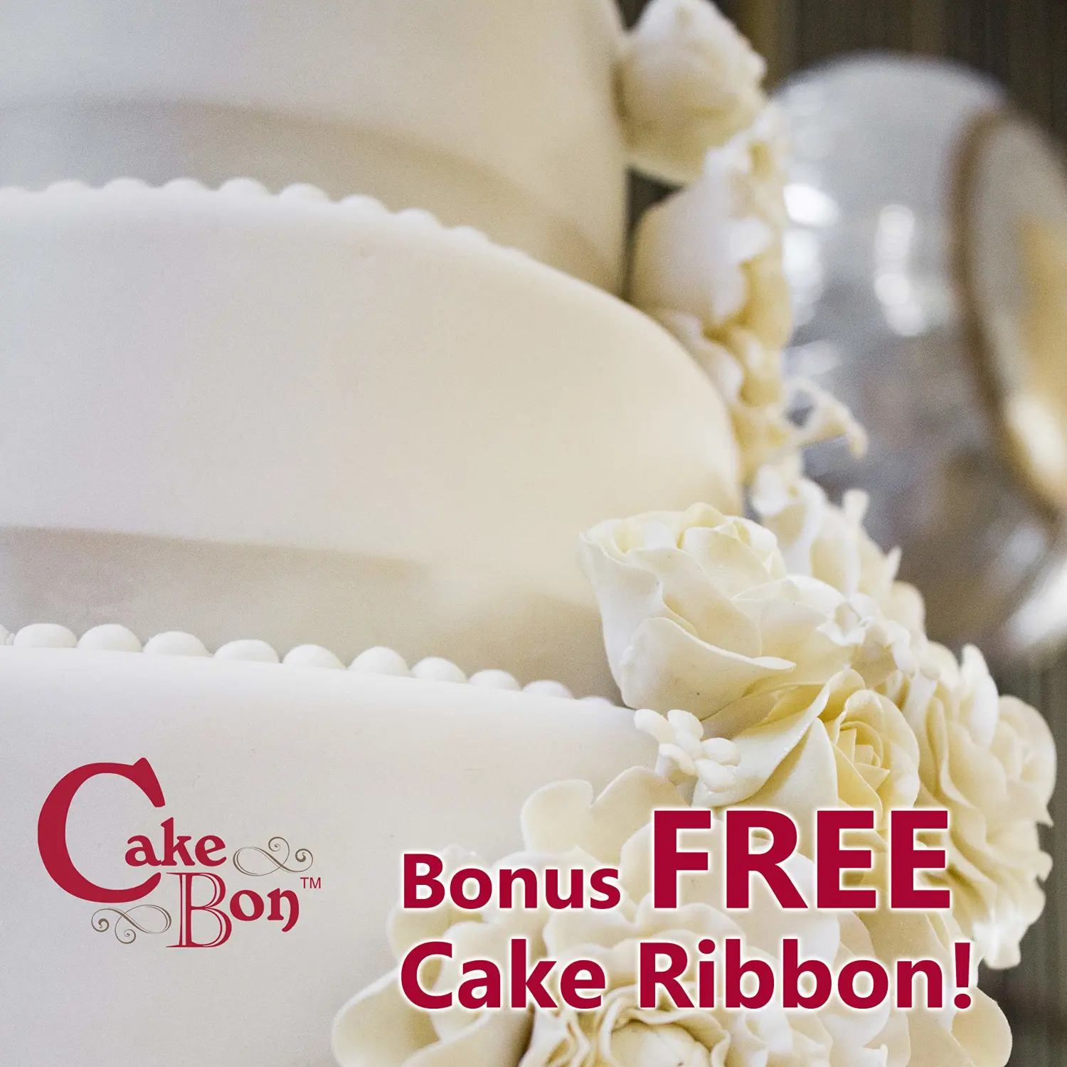 Cakebon Square Cake Boards - Sturdy 1/2 Inch Thick Cake Drums - 8 Inch Professionally Wrapped Edges White 1-Pack