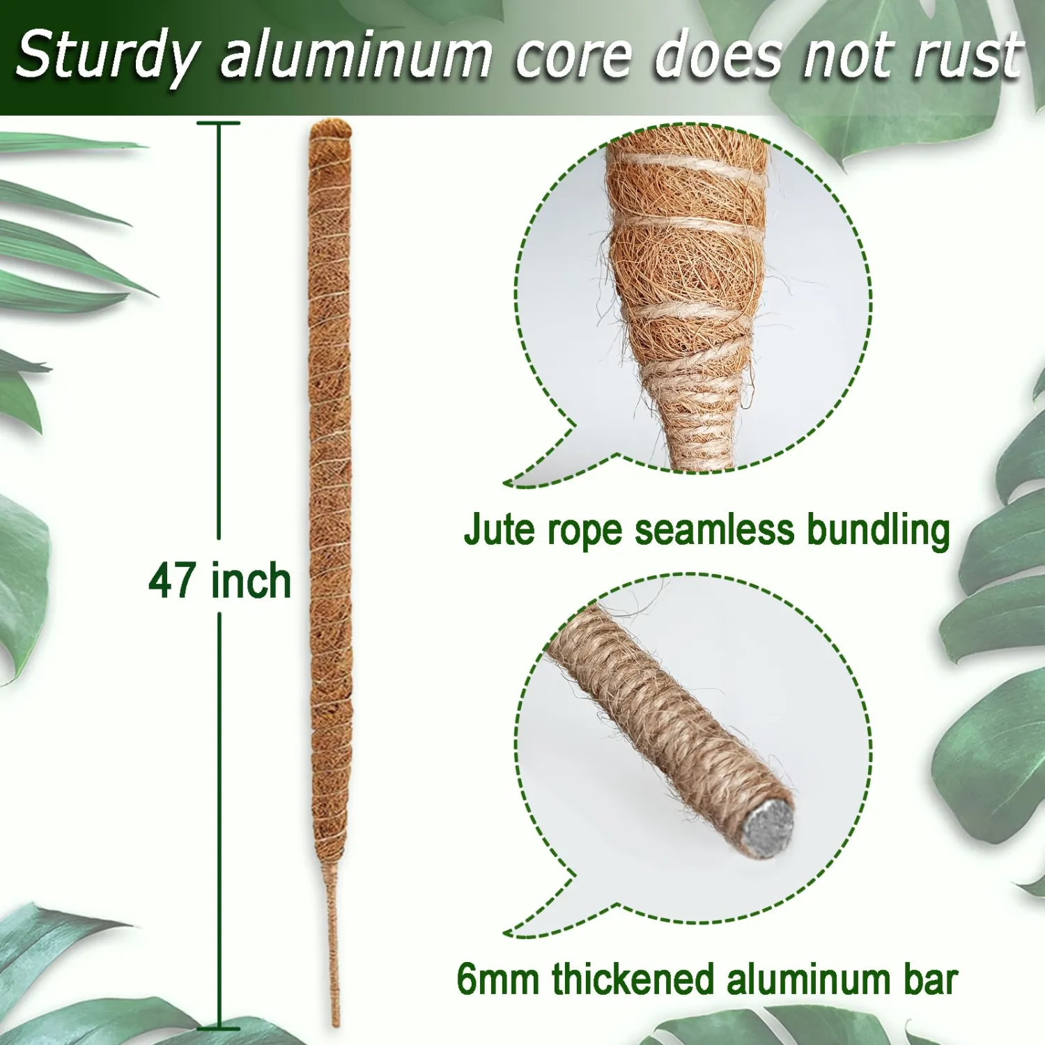Bendable Moss Pole, 47 Inch Moss Poles for Plants Monstera, Tall Moss Poles for Climbing Plants Indoor, Large Moss Pole Support, Garden Trellis Plant Stand Stakes for Potted Plants, Pothos