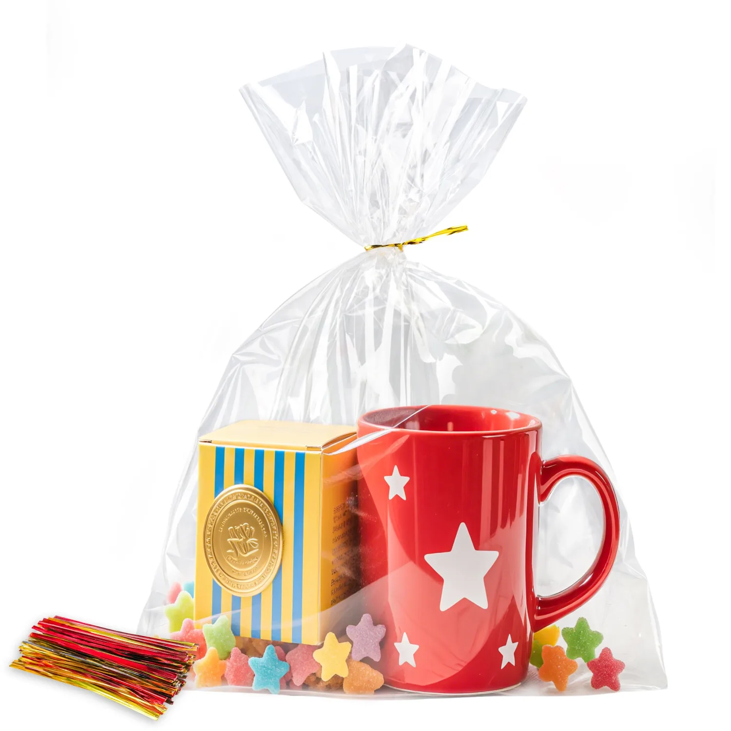 NPLUX 100 Pack Cellophane Bags Small Plastic Cookie Bag Clear Treat Bags with Twist Ties for Small Gift Party Favors, Bakery, Candy, Popcorn (8×11In)