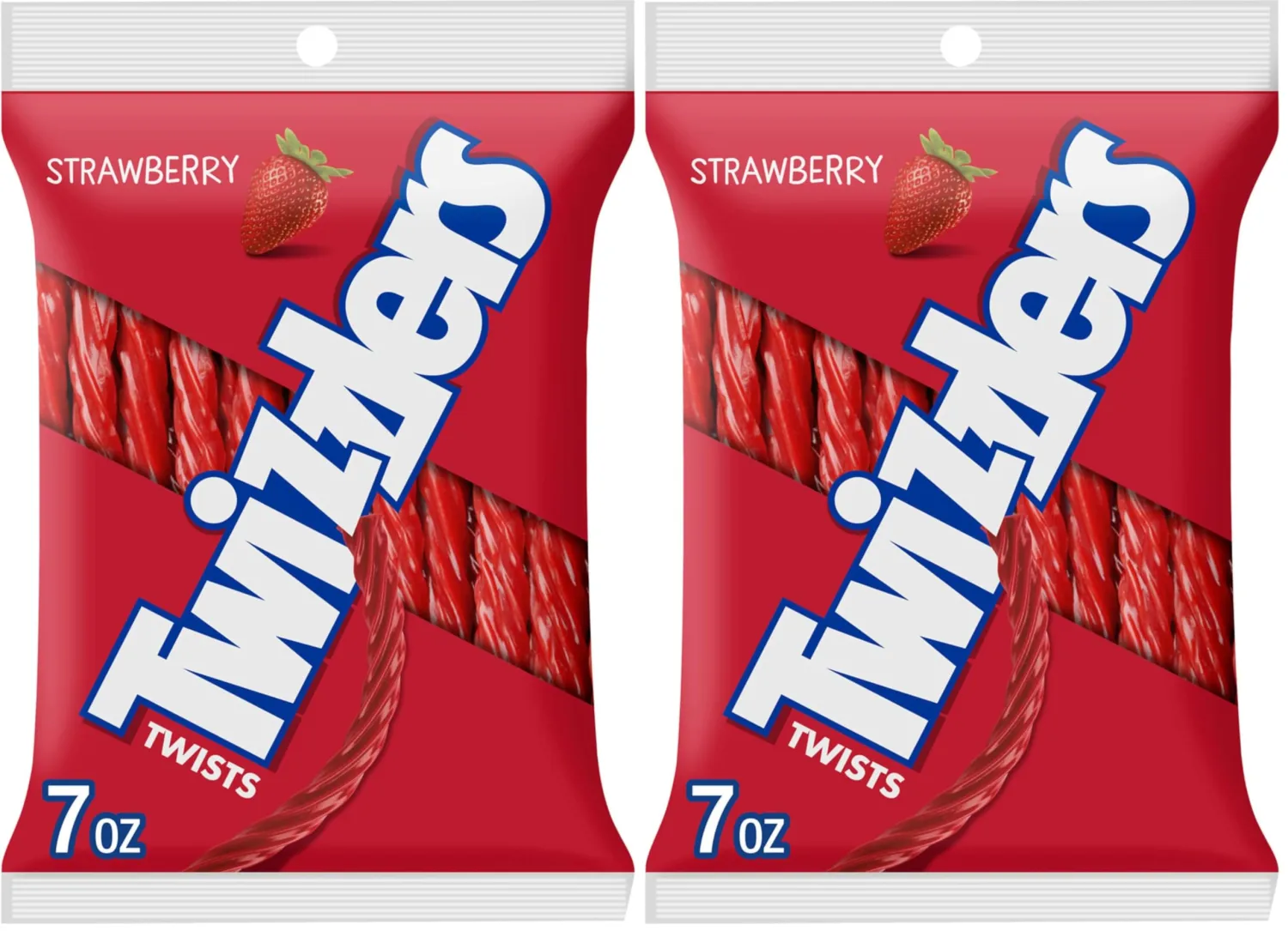 TWIZZLERS Twists Strawberry Flavored Licorice Style, Chewy Candy Bag, 7 oz (Pack of 2)
