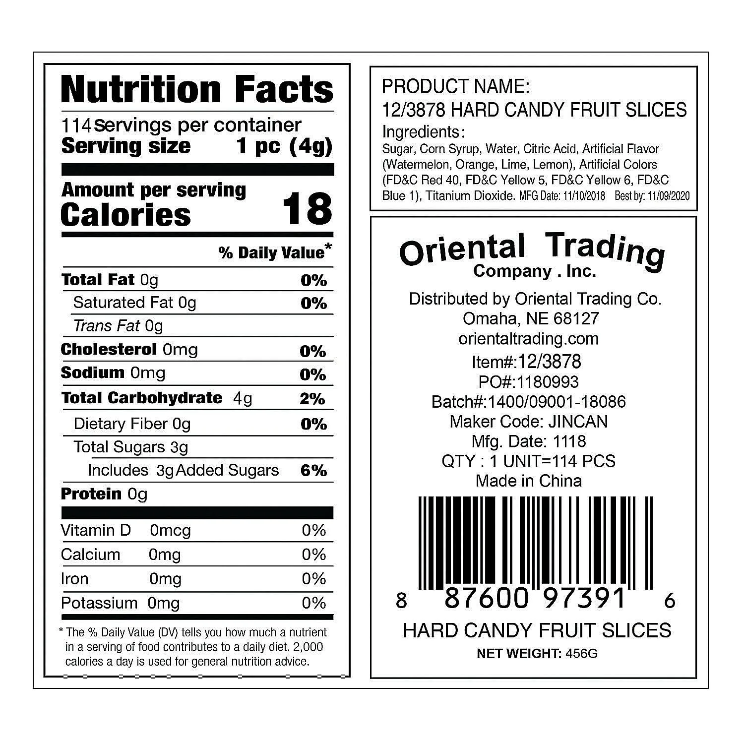Fun Express Hard Candy Fruit Slices Bulk Candy Individually Wrapped 152 Pieces 1 Pound Bag - Assorted Watermelon Lime Lemon Orange Flavors | Old Fashioned Sweets for Party Favors Office & Pinata