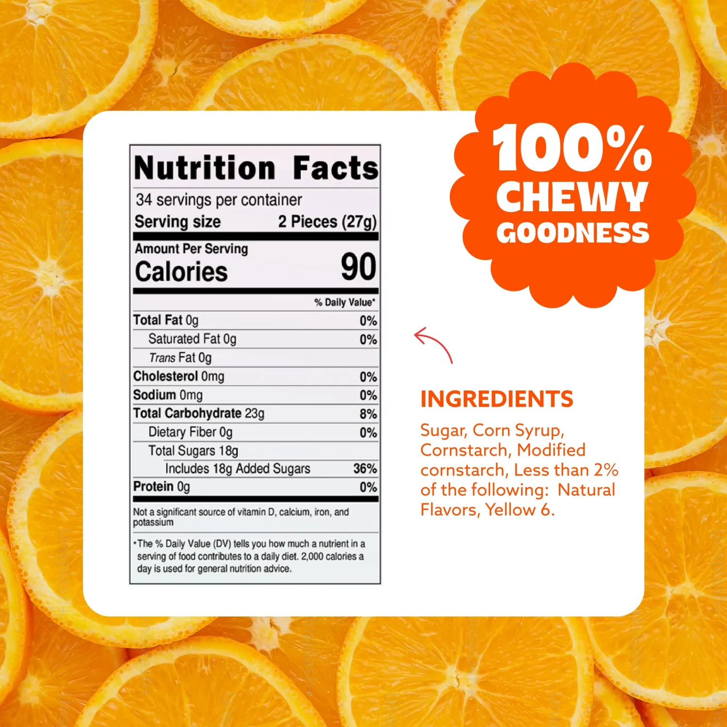 Orange Slices Candy by Cambie, 2 Pounds of Orange Candy, Mouth-Watering Gummies with a Soft and Chewy Texture