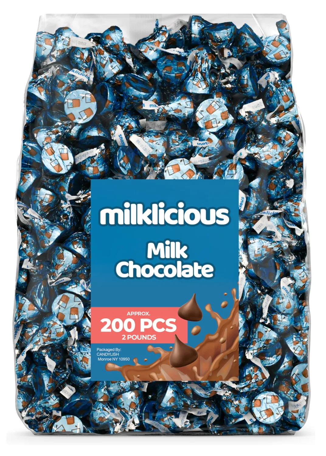 Milklicious Milk Chocolate, 2 LB Pack, Approx. 200 Pieces - Individually Wrapped, Bulk Candy for Parties and Gifts