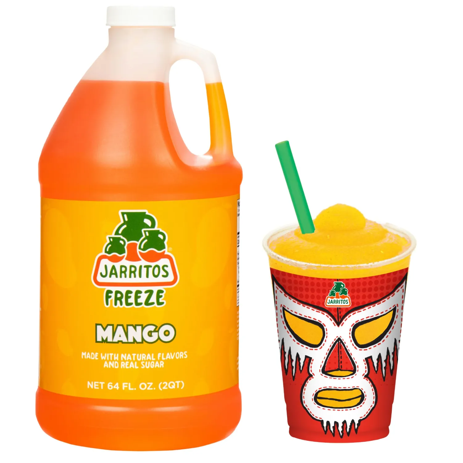 Jarritos® Freeze Mango Frozen Uncarbonated Beverage Concentrate, 1/2 Gallon Bottle – 5:1 Mix Ratio for Slushies, Granitas & Frozen Drink Machines – Tropical Mango Flavor – 33 Servings