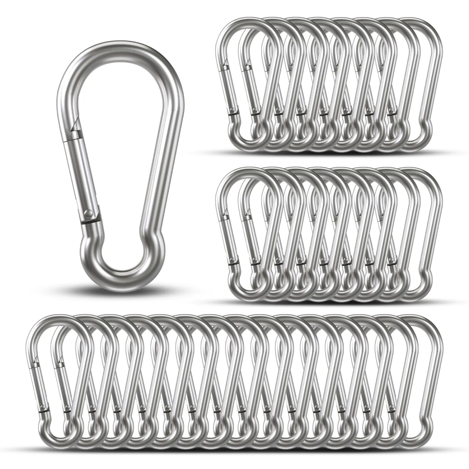 Small Carabiner Clip Hooks, 32pcs 1.57 inch Carabiners Heavy Duty, Galvanized Iron Spring Snap Hook Fits Camping Hiking, Metal Clips for Keychain Keys Rings
