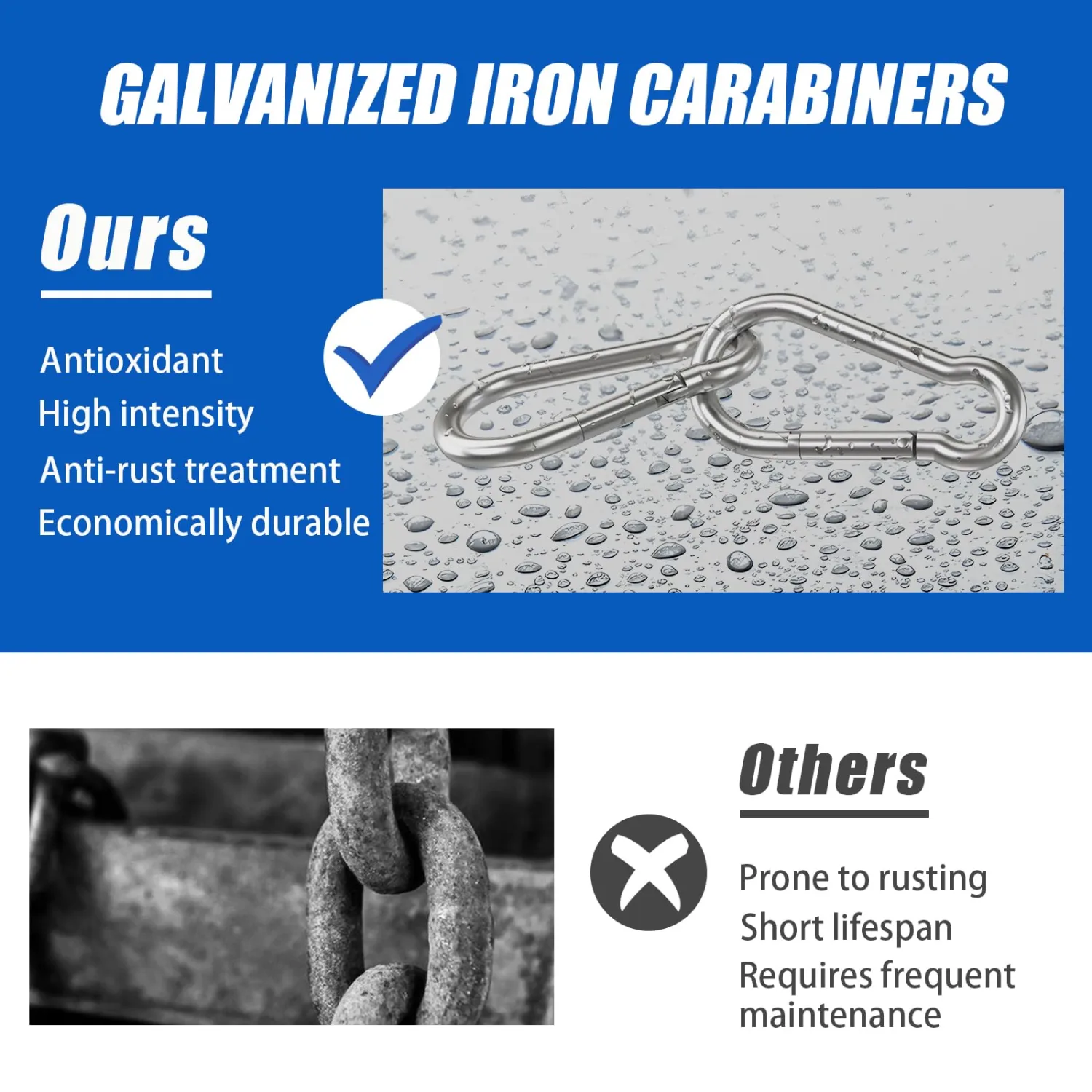 Small Carabiner Clip Hooks, 31pcs 1.97 inch Carabiners Heavy Duty, Galvanized Iron Spring Snap Hook Fits Camping Hiking, Metal Clips for Keychain Keys Rings
