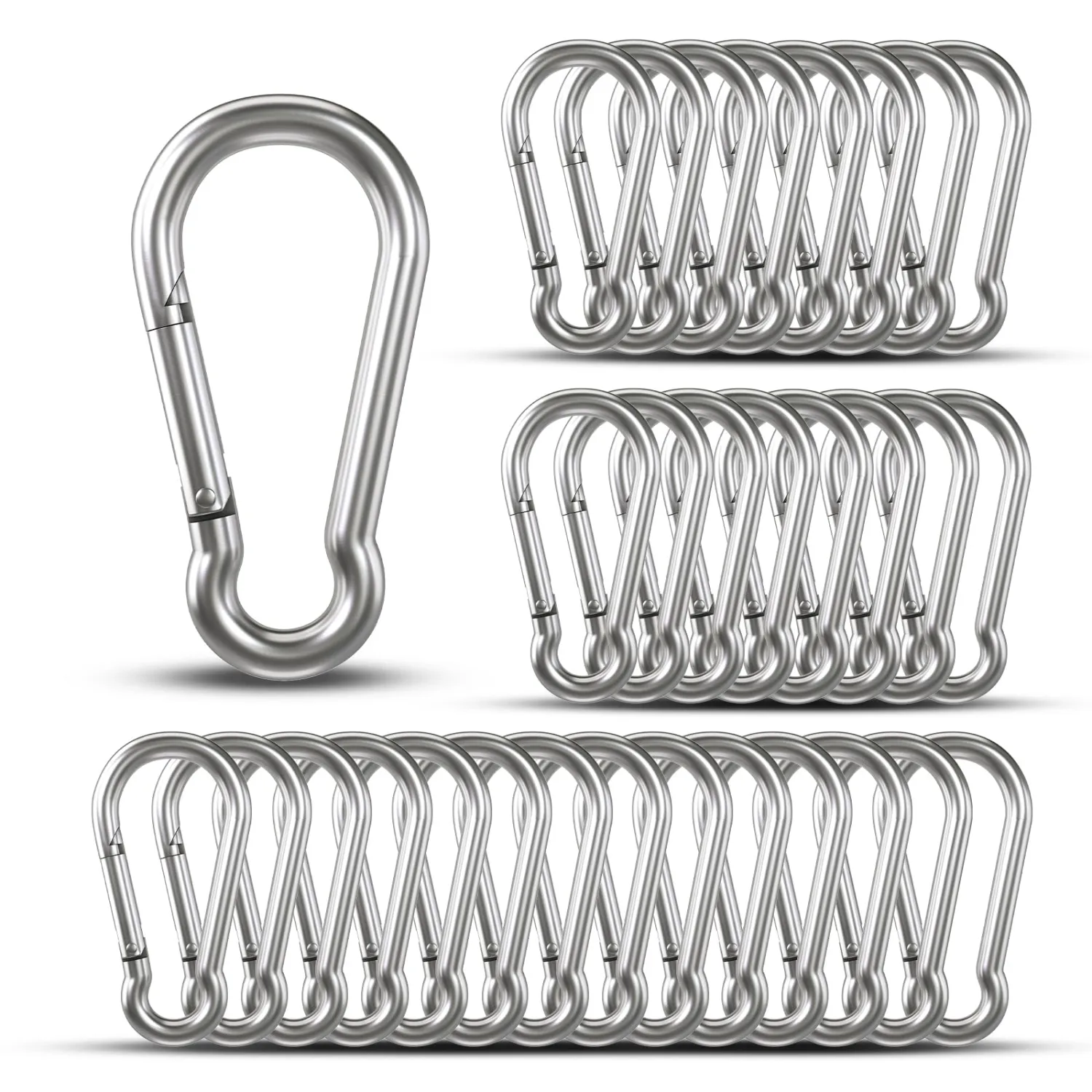 Small Carabiner Clip Hooks, 31pcs 1.97 inch Carabiners Heavy Duty, Galvanized Iron Spring Snap Hook Fits Camping Hiking, Metal Clips for Keychain Keys Rings