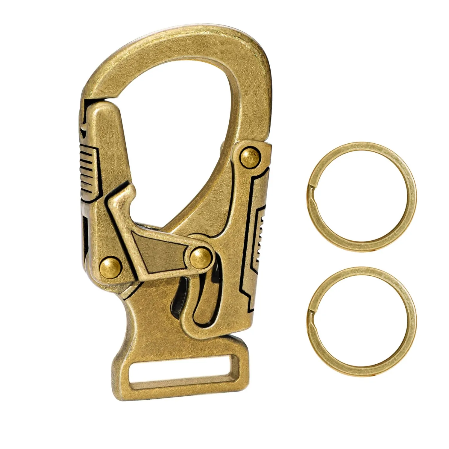 Ahiller Carabiner Clip,1.9'' Alloy Car Keychain Clip with 2 Key Ring,Outdoor Hooks,Small Key Holder for Man and Women