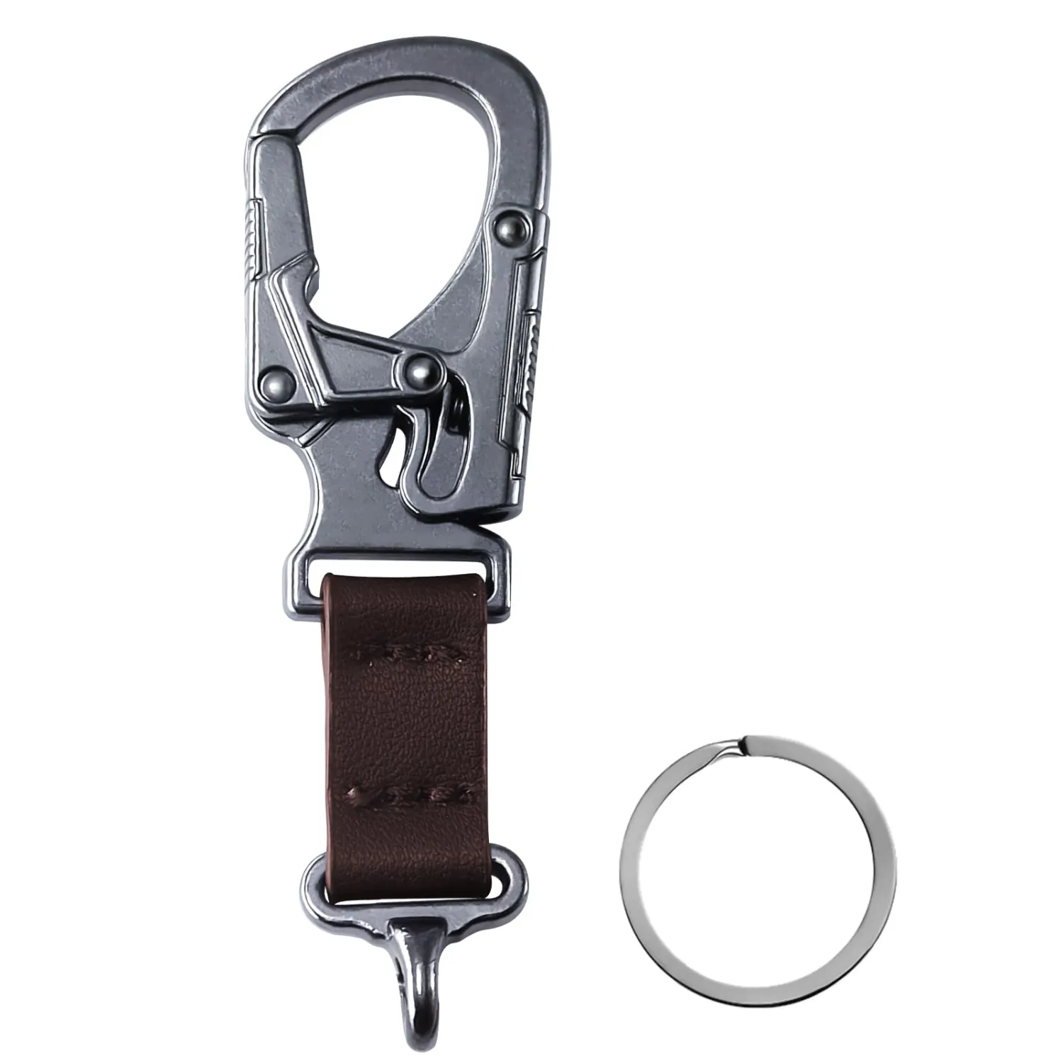 Ahiller Carabiner Clip,1.9'' Alloy Car Keychain Clip with 2 Key Ring,Outdoor Hooks,Small Key Holder for Man and Women