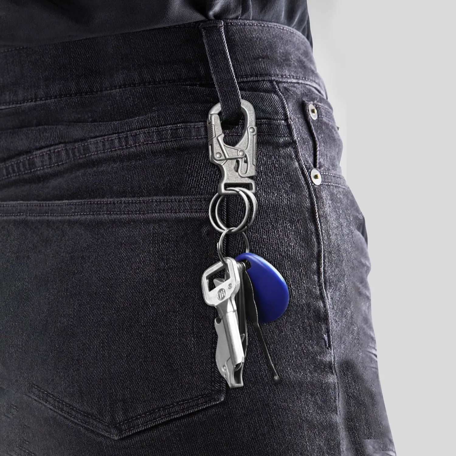Ahiller Carabiner Clip,1.9'' Alloy Car Keychain Clip with 2 Key Ring,Outdoor Hooks,Small Key Holder for Man and Women