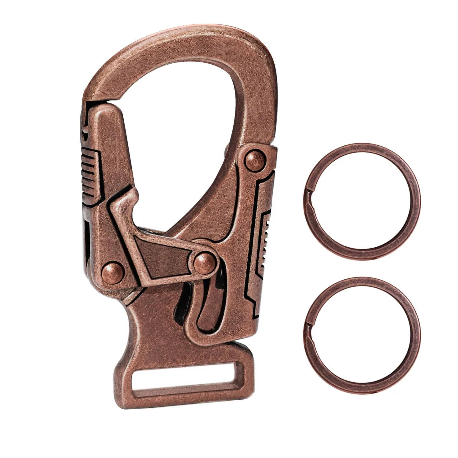 Ahiller Carabiner Clip,1.9'' Alloy Car Keychain Clip with 2 Key Ring,Outdoor Hooks,Small Key Holder for Man and Women