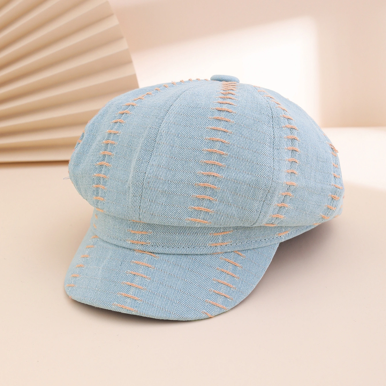 The Korean Version Of This Fashionable Water-washed Retro Style Personalized Stitching Newsboy Hat With An Octagonal Brim Is Suitable For Daily Casual Wear, Shopping And Outings.