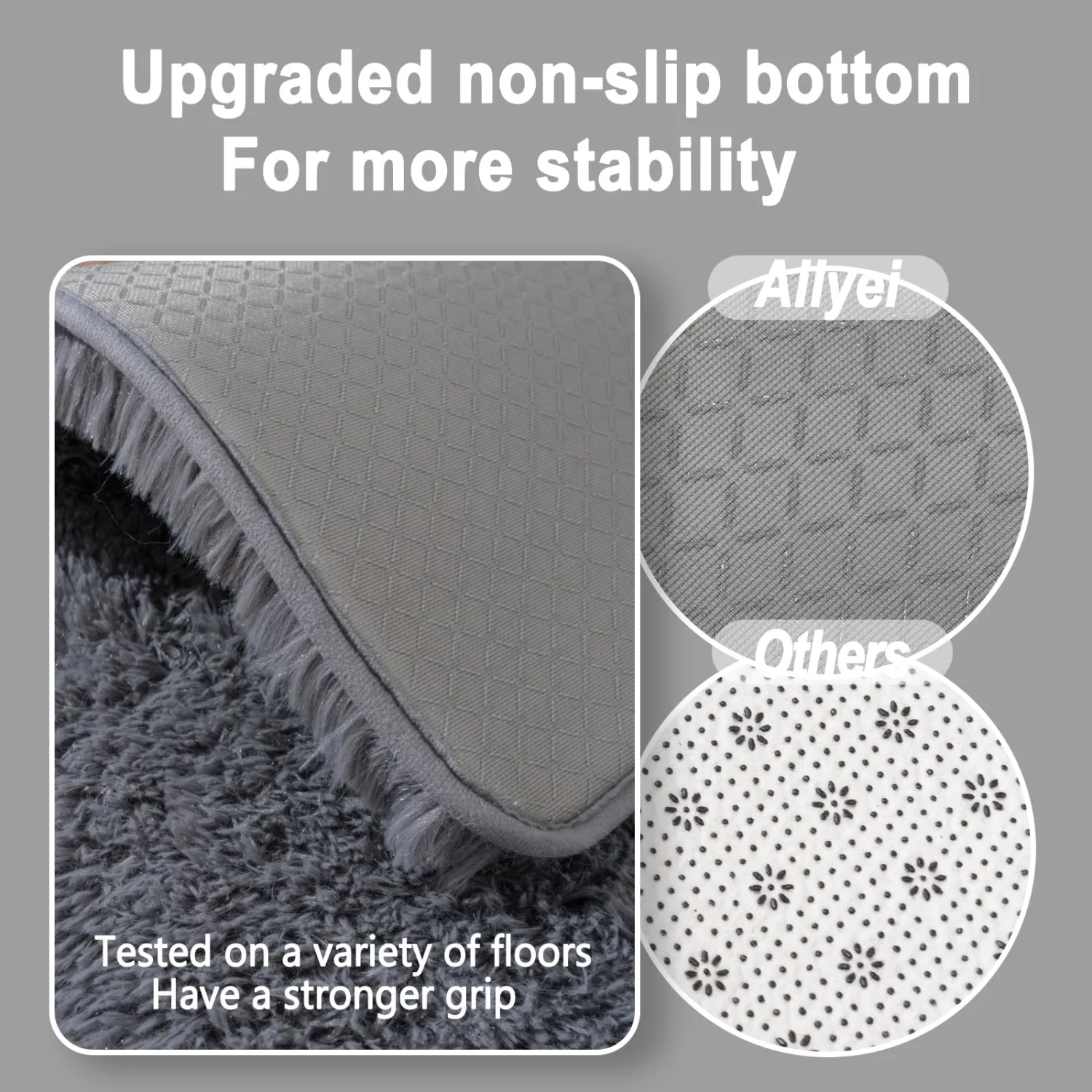 Ultra Soft Runner Rugs for Bedroom Hallways with Upgraded Non-Slip Rubber Backing & Thick Memory Sponge, 2 Packs 2x3 Feet Fluffy Shag Throw Area Rug for Bedside Dorm Dark Grey