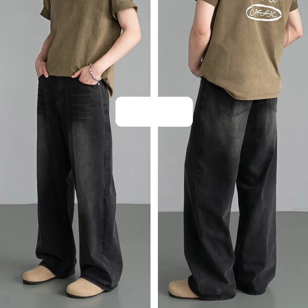 Retro Distressed Loose-fit Straight-leg Pants
