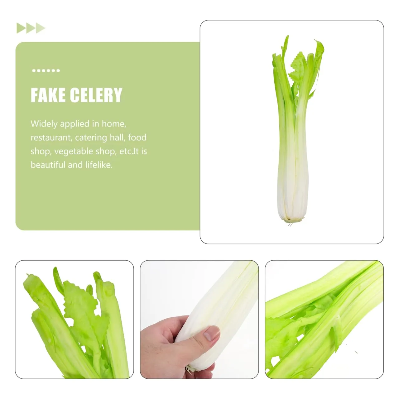BESTOYARD Lifelike Fake Celery Model - PU Artificial Vegetable for Home Decor Photography Props and Display - Realistic Simulation Celery Ornament for Restaurants and Kids Play Food