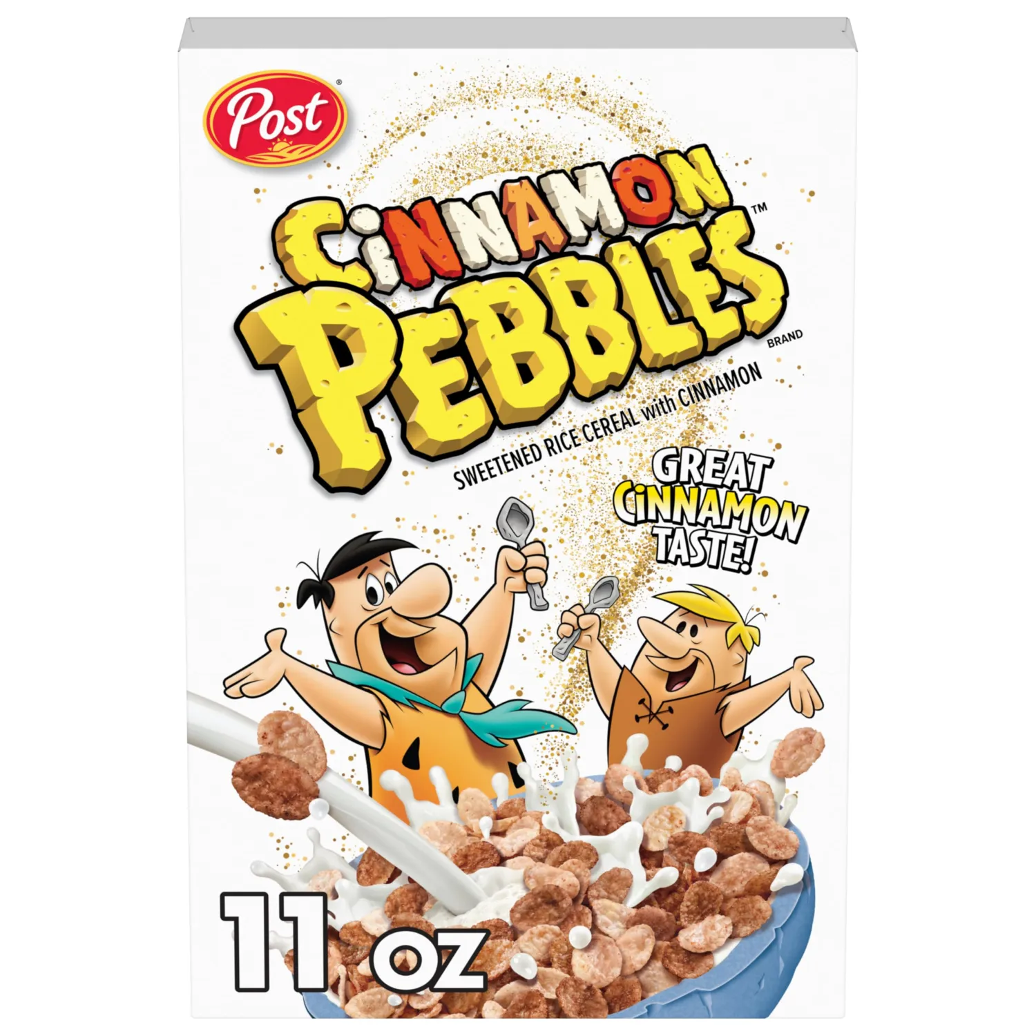 Post Cinnamon PEBBLES Breakfast Cereal for Kids, Gluten Free, Made with Sweetened Puffed Rice, 11 oz