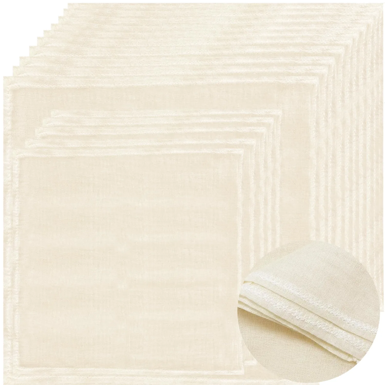 Grade 100 Cheesecloth for Straining, 15 Pack Precut Unbleached Cotton, Hemmed Edges, Reusable 56 x 42 Weave, 10 pcs 20 x 20 + 5 pcs 15 x 15 for Yogurt, Cheese, Nut Milk, Cooking
