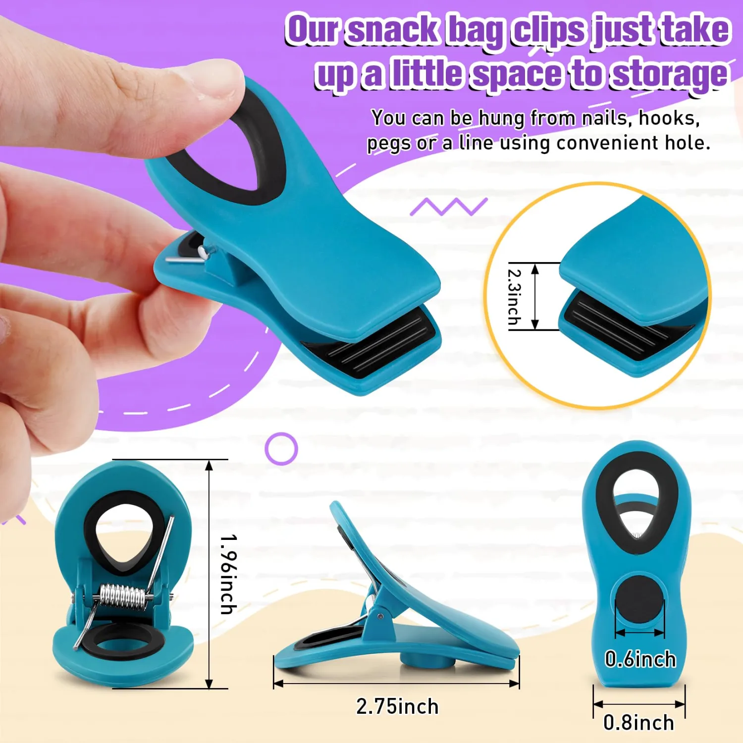 FINDMAG 24 Pack Chip Clips for Food Storage, Magnetic Assorted Color Plastic Clips with Magnet for Kitchen, RV Accessories, Refrigerator, Snack Bags, and Sealing Packages