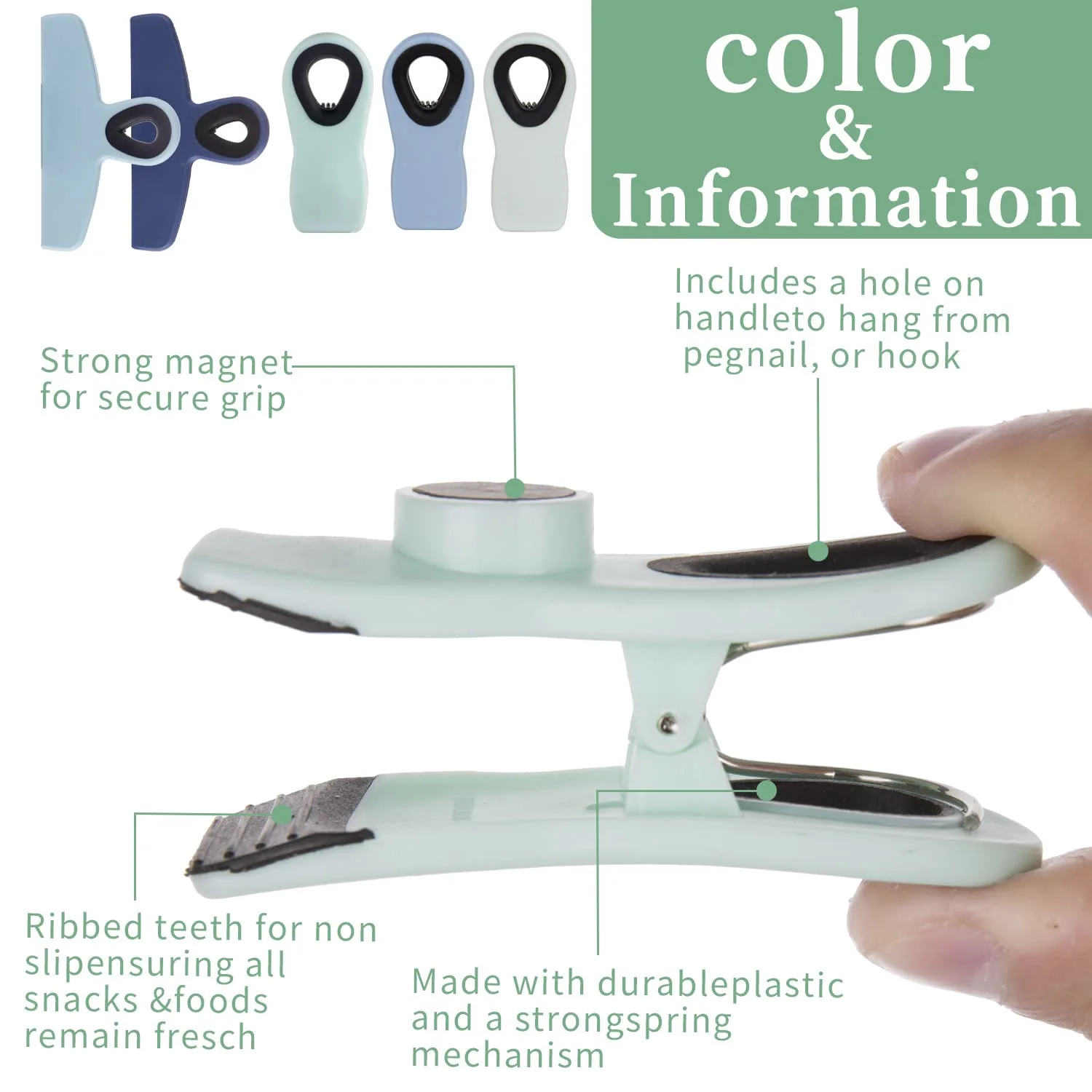 Magnetic Chip Clips - 8pcs Blue, Ideal for Food Packages