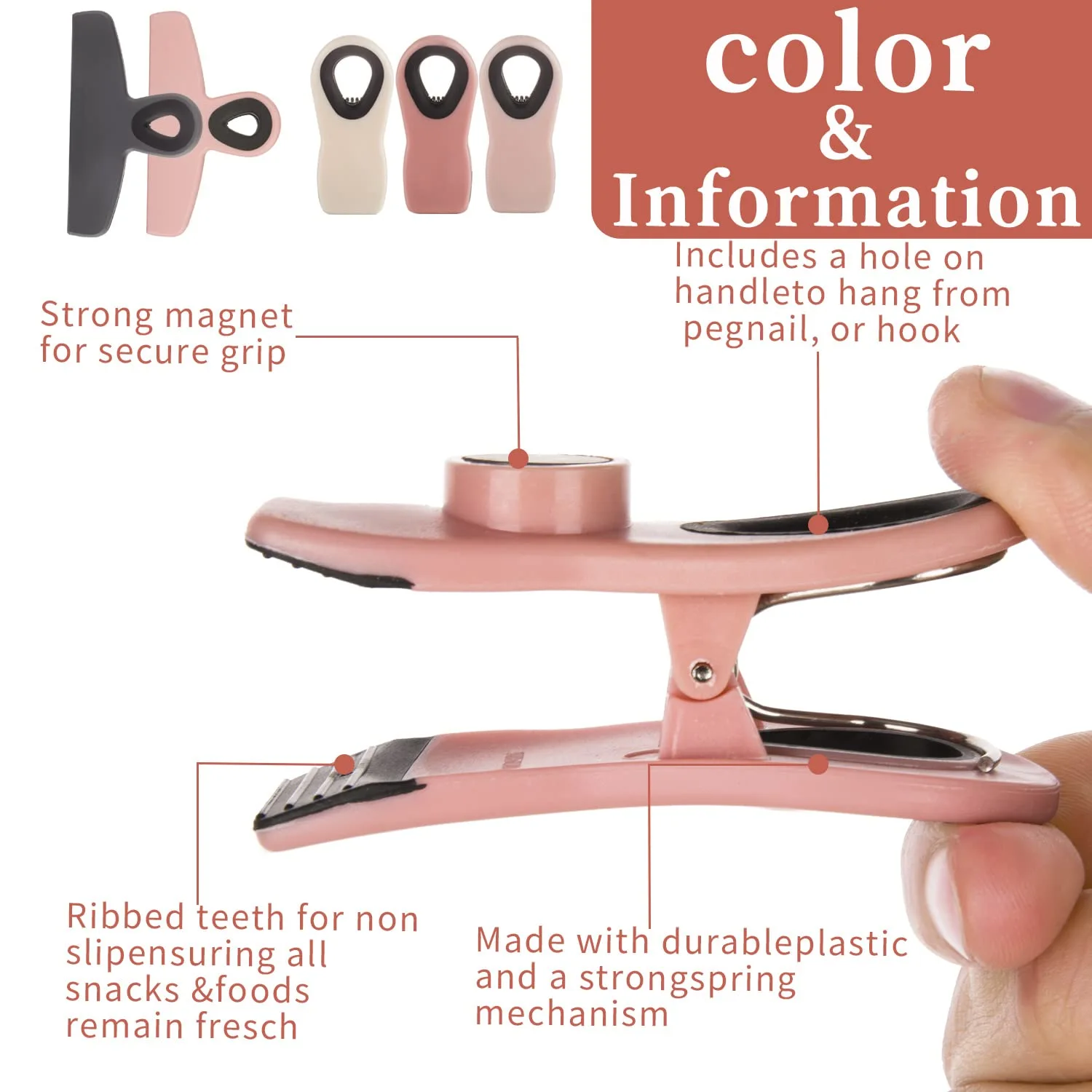 Pink Magnetic Food Clips (8pcs) - Chip, Bag & Food Clips
