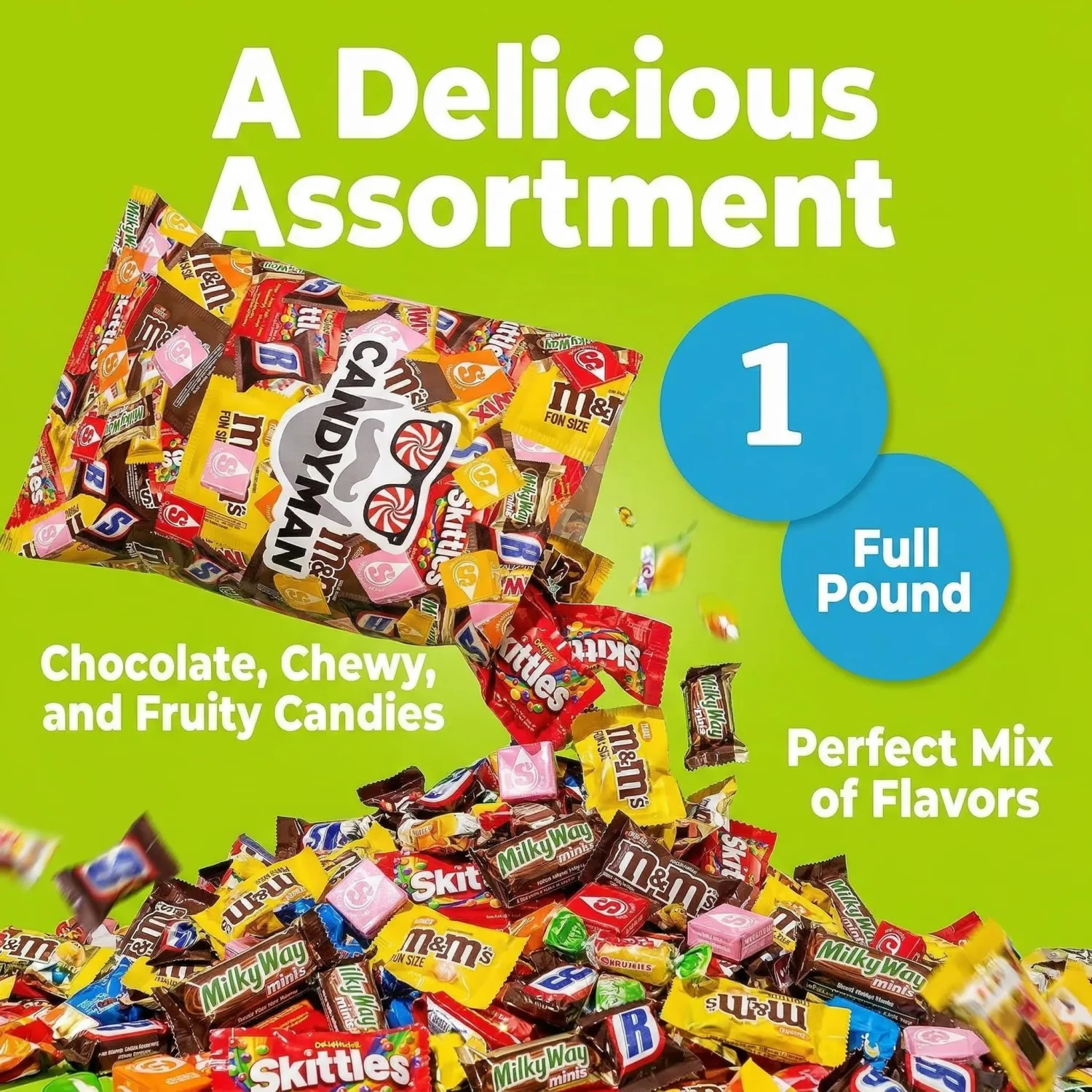 Bulk Assorted Candy Variety Pack Individually Wrapped Chocolate & Candy Mix, 1 Pound Bag for Easter, Parties, Office Snacks & Favors
