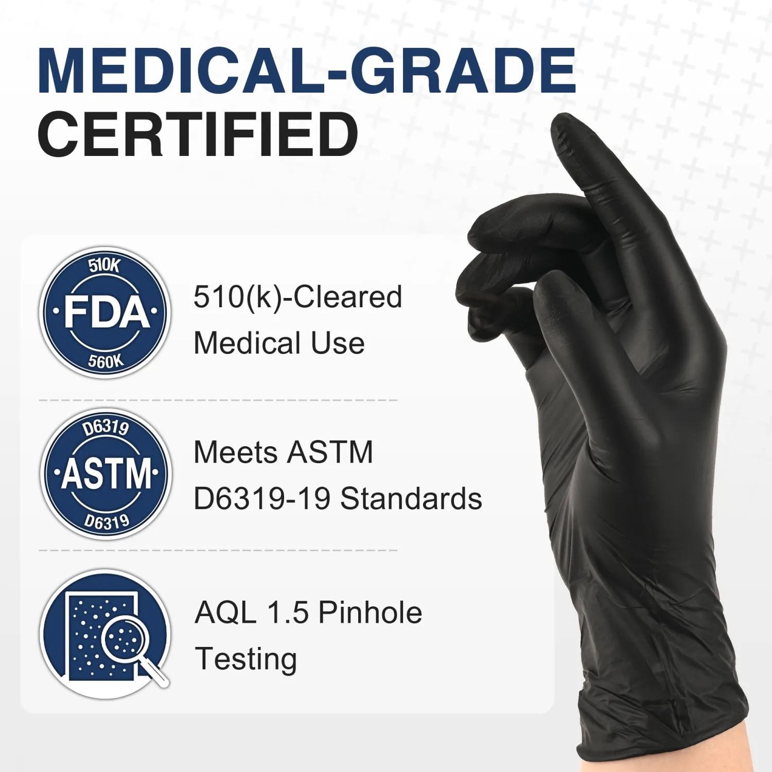 Schneider Black Nitrile Gloves, Powder Free, Disposable Gloves Latex Free for Medical Exam, Food Prep & Cleaning