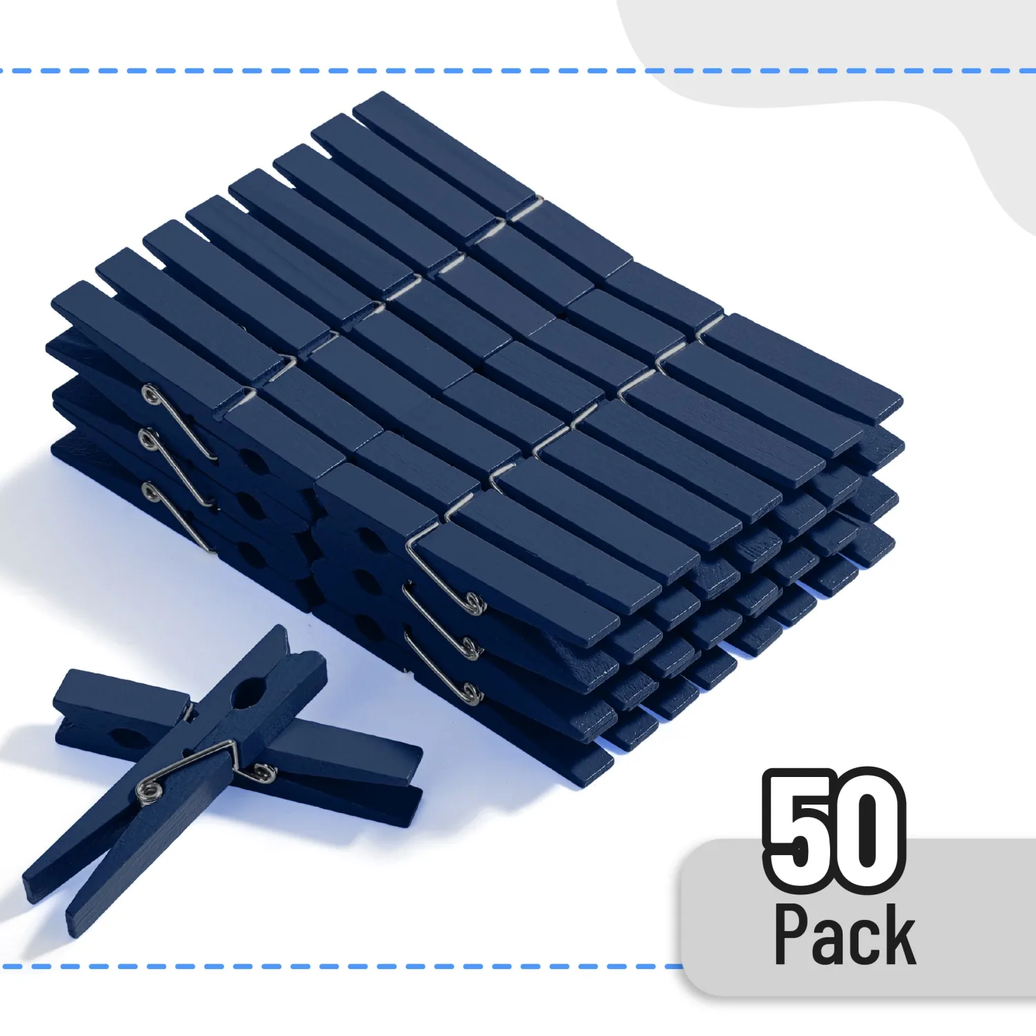 Mr. Pen- Wooden Clothes Pins, Natural Wood, 50 Pack, 2.9 Inch, Dark Blue, Rust Resistant Clothes Pins for Hanging Clothes, Clothes Pins Wood, Clothing Pins, Clothes Pegs, Clothespins, Wood Clothespin
