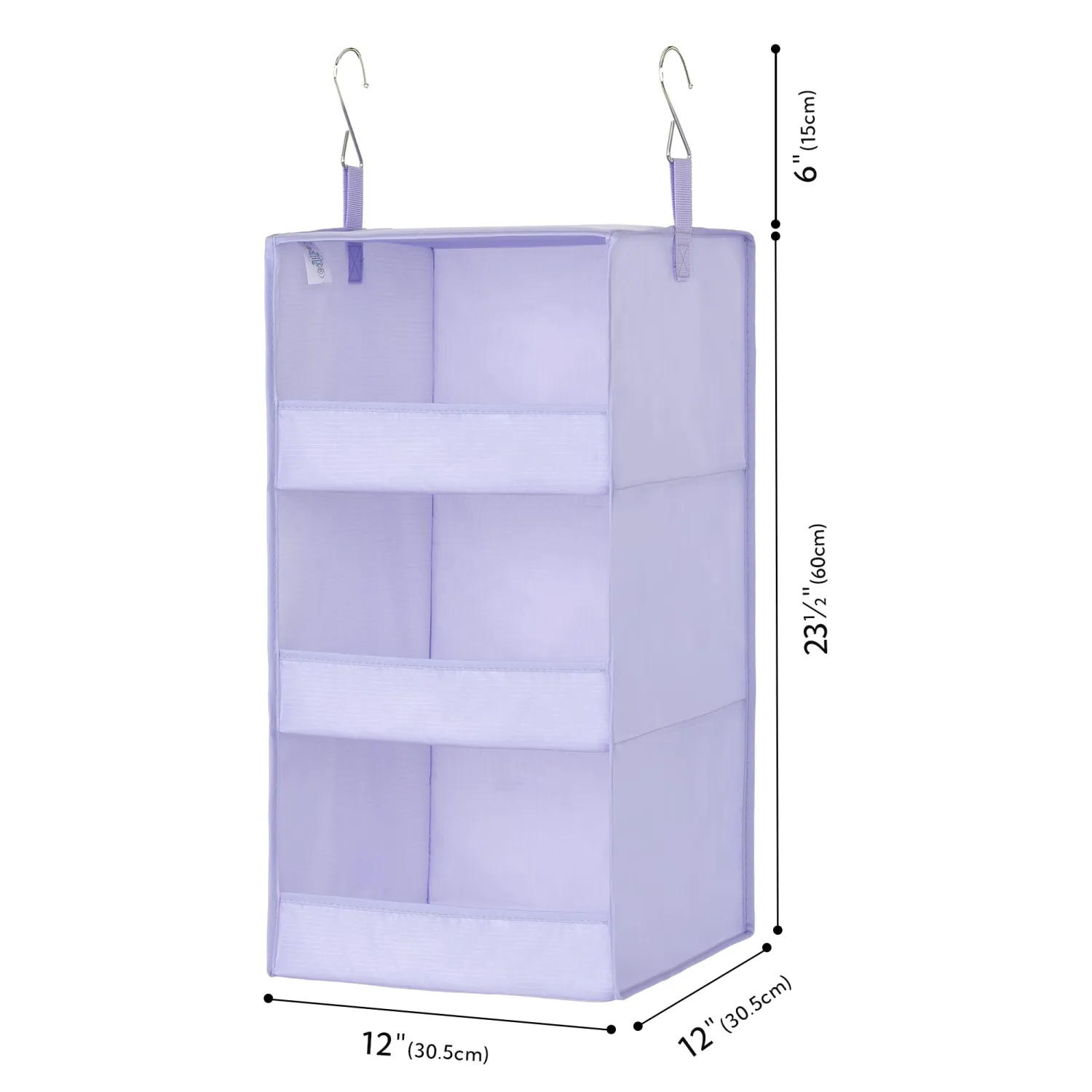 GRANNY SAYS 3 Shelf Hanging Closet Organizers and Storage, Collapsible Closet Storage Organizer with 2 Metal Hooks, Leak-Proof Hanging Shelves for Nursery, Kids Room, Bedroom, 1 Pack, Purple