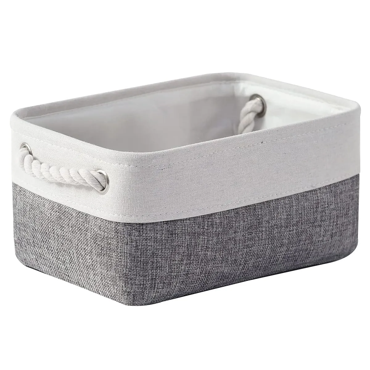 TheWarmHome Organization and Storage Basket for Shelves - 12x8x5.2 inch 1 Pack Fabric Storage Cubes, Collapsible Storage Bins for Closet Organizer Gift Cloth Toy (White & Grey)