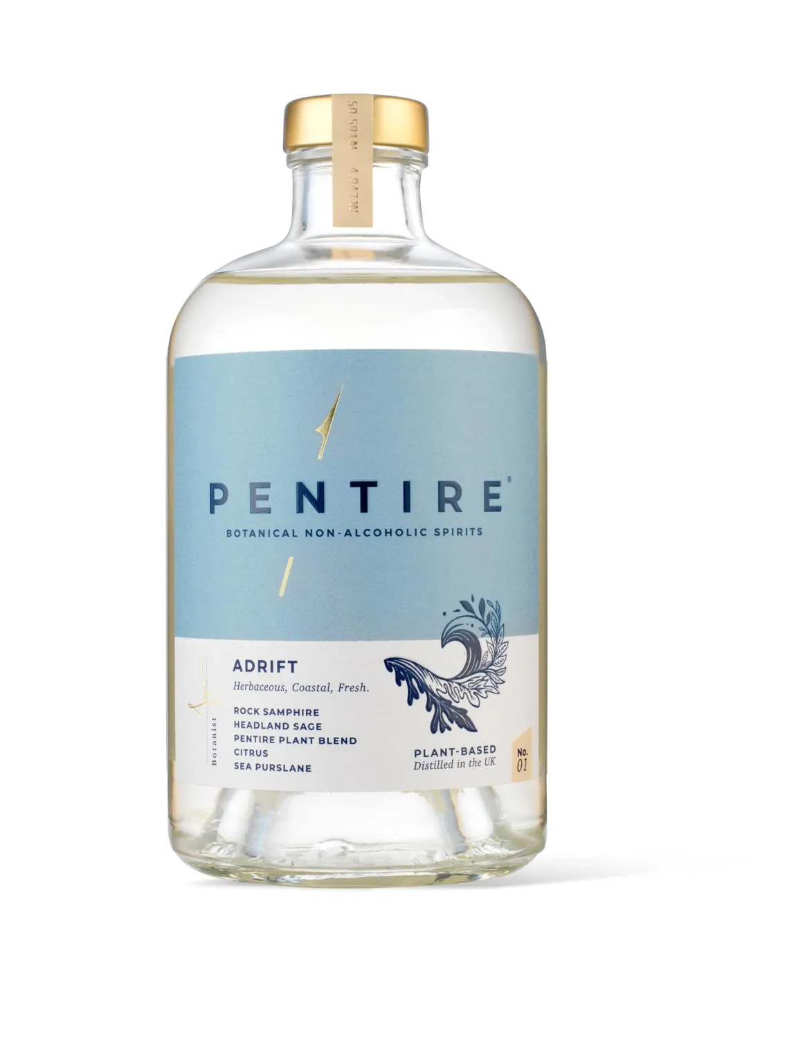 Pentire Adrift 70cl - Botanical Alcohol Free Spirit - Distilled from Native Cornish Plants - No Added Sugar - Vegan - No Artificial Flavours & Colourings - Non Alcoholic Spirit